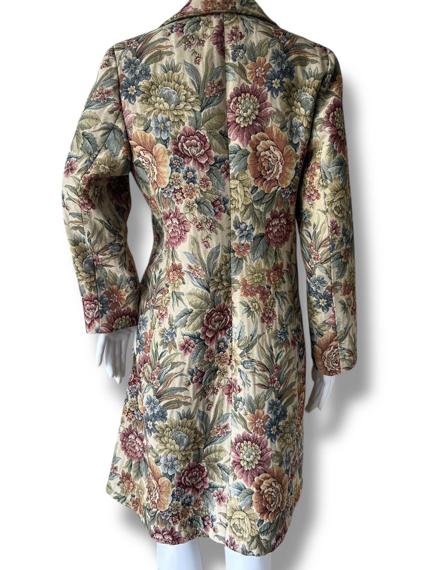Vintage 1980s Boho Tapestry Frock Coat