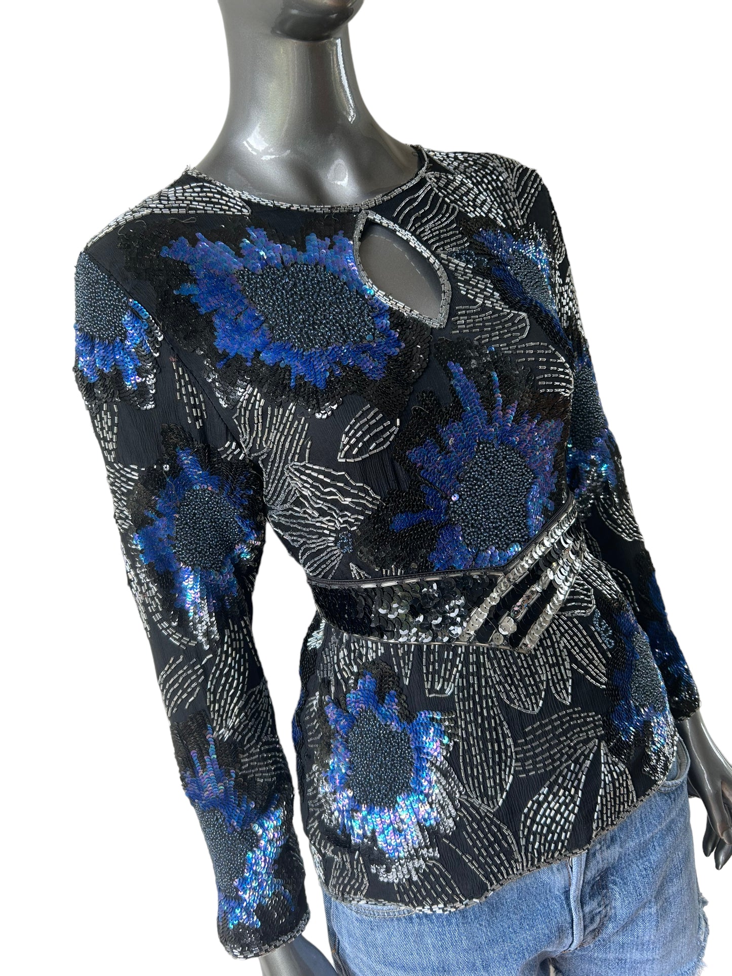 Vintage 1980/ Sequin and Beaded Tunic Statement Top SALE