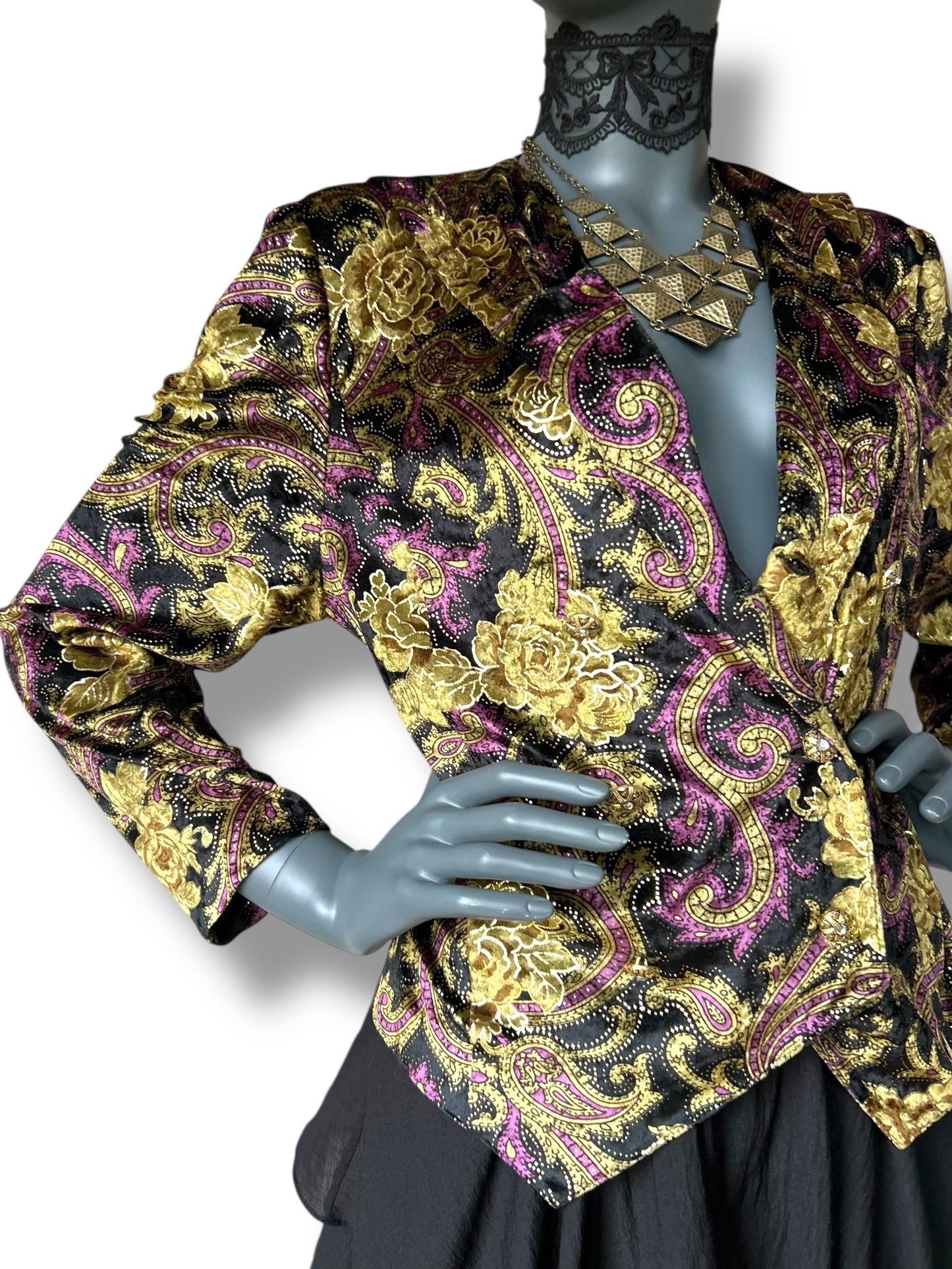 Vintage 1980s Baroque Velvet Cocktail Jacket