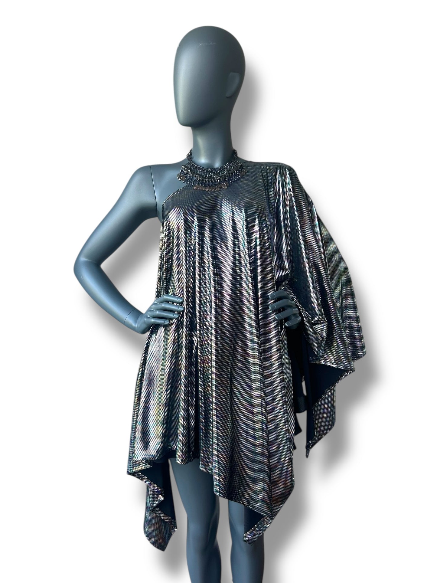 Vintage liquid lame cape dress