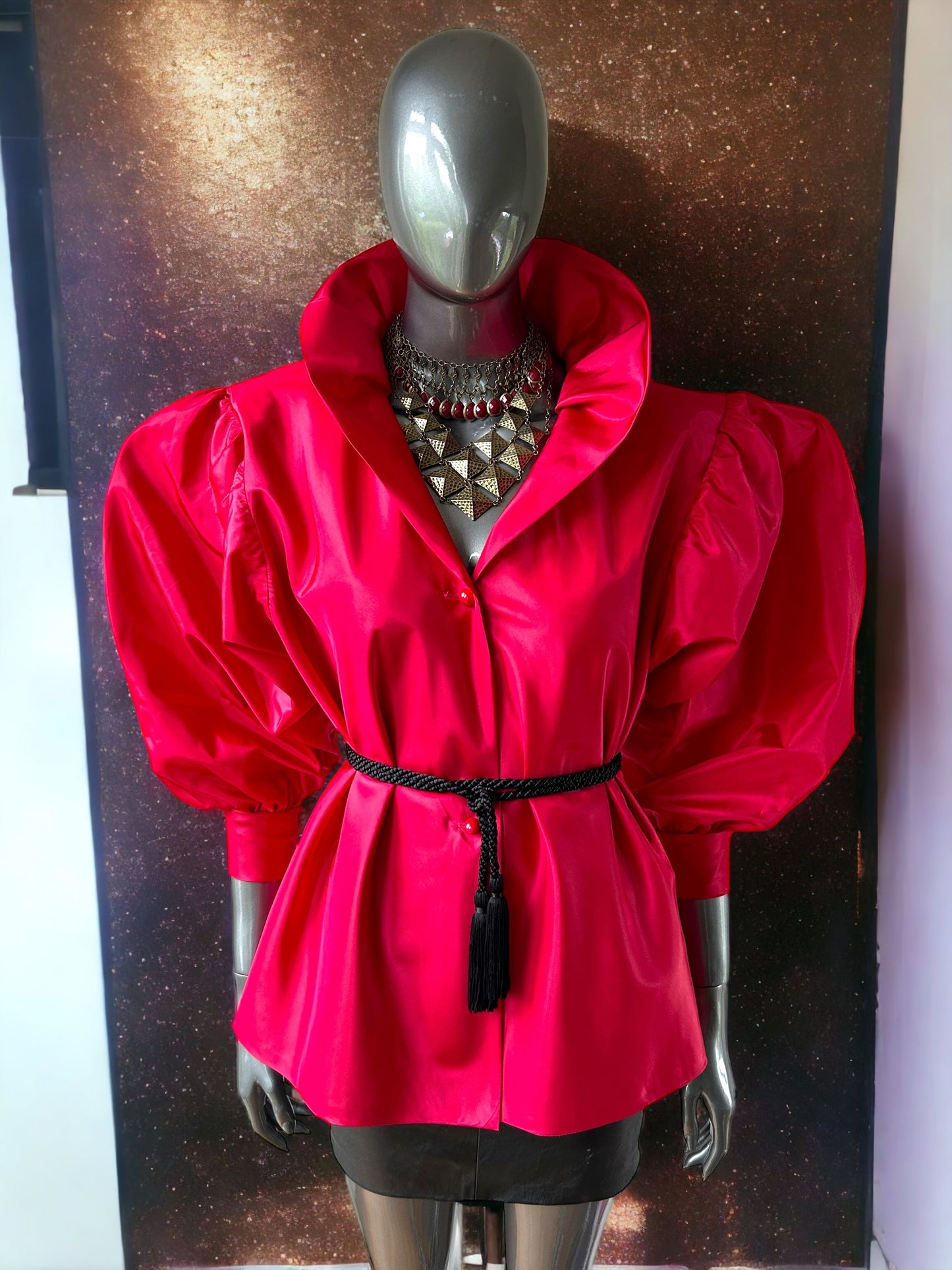 Vintage 1980s Pyramid Link Statement Necklace