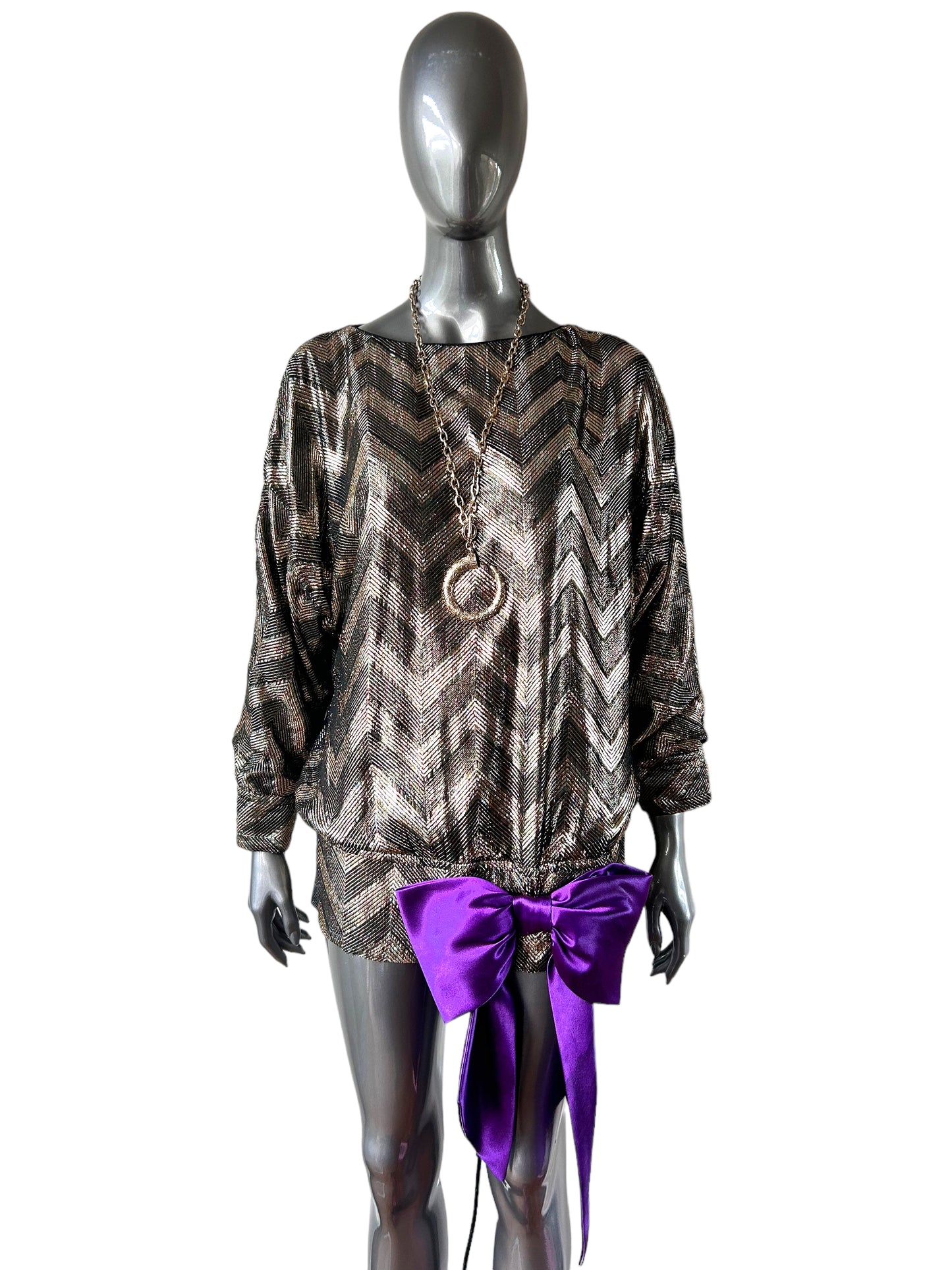 Vintage 1980s Gold Silk Lamé Tunic