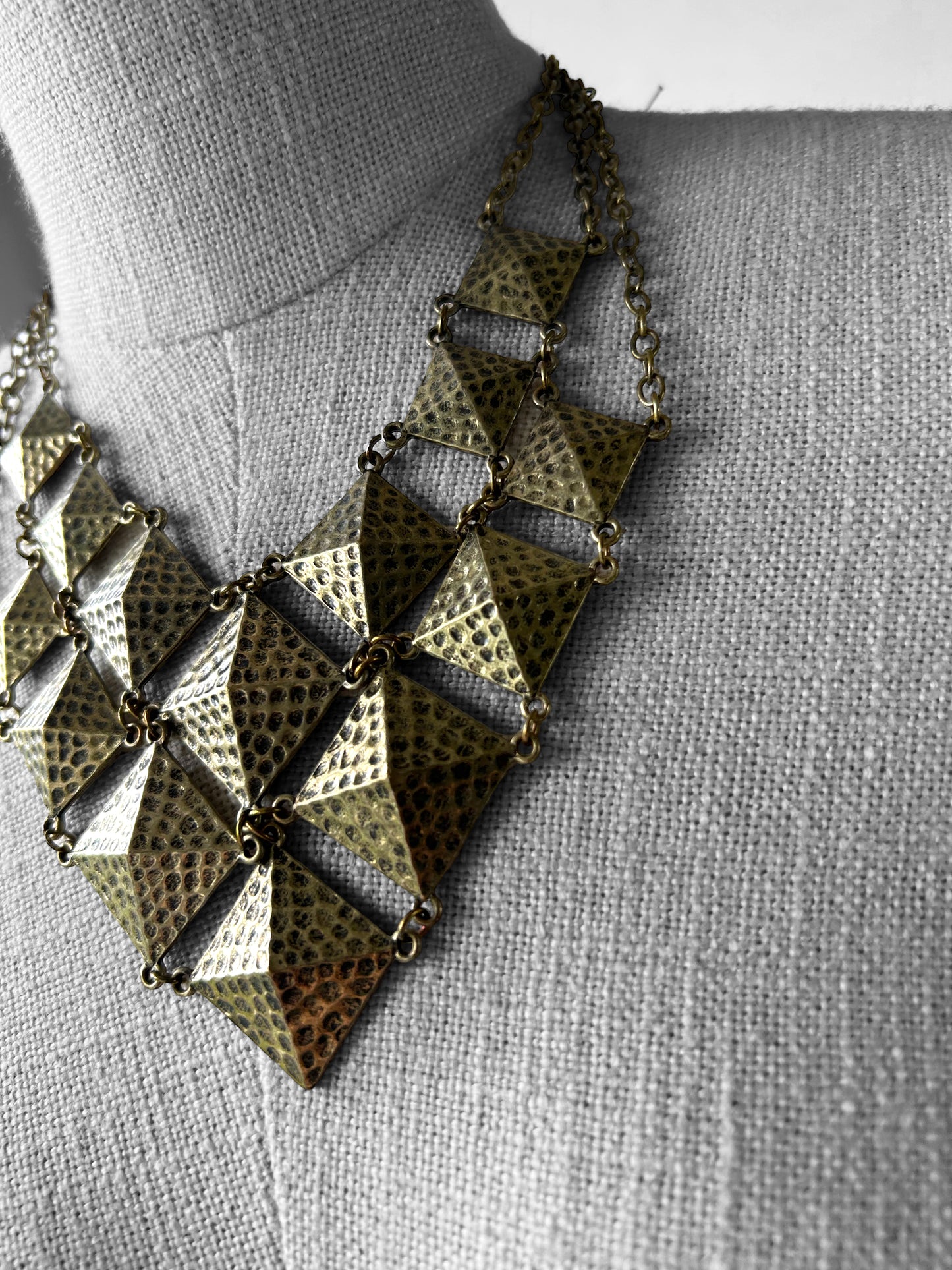 Vintage 1980s Pyramid Link Statement Necklace