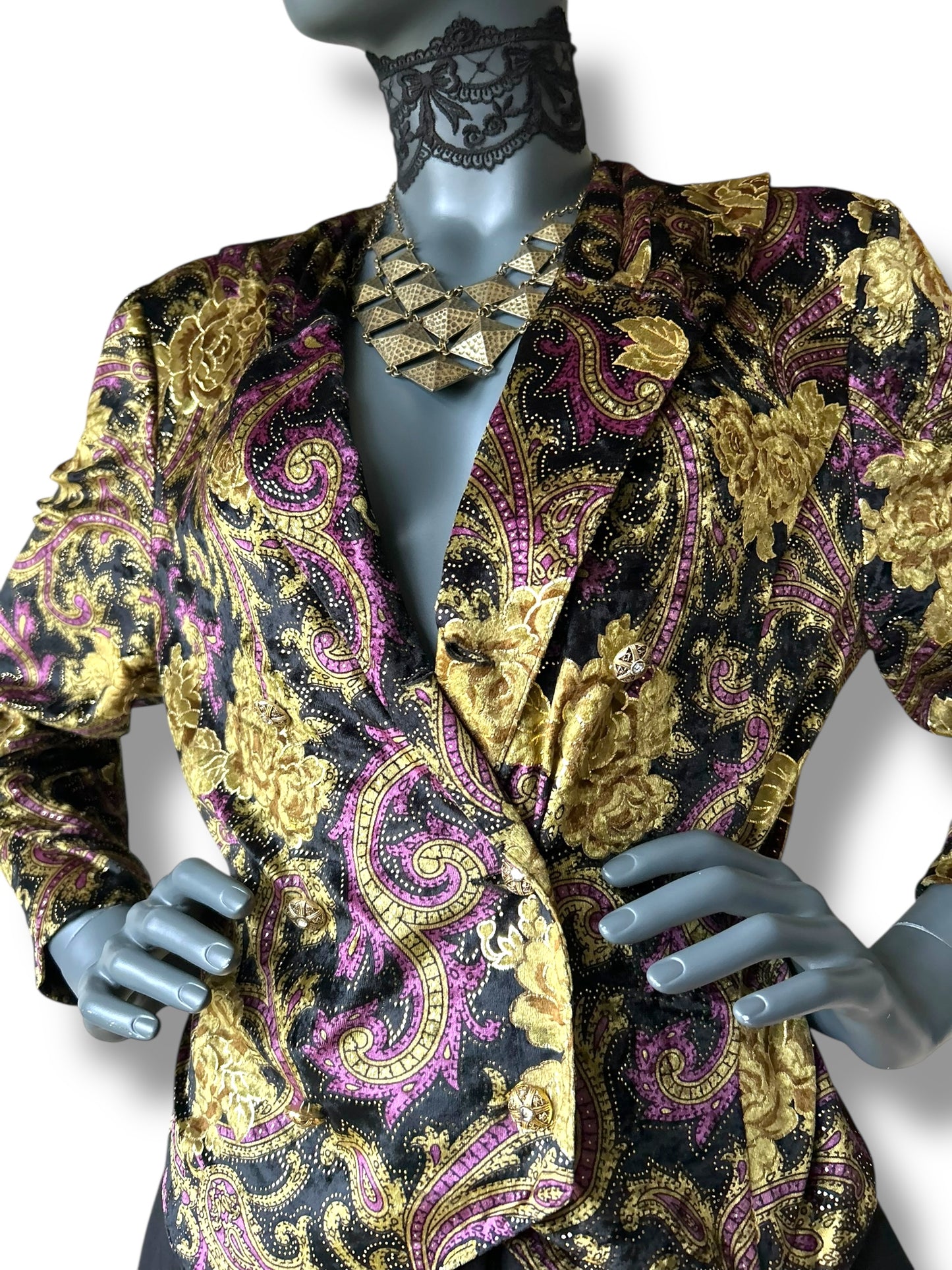 Vintage 1980s Baroque Velvet Cocktail Jacket