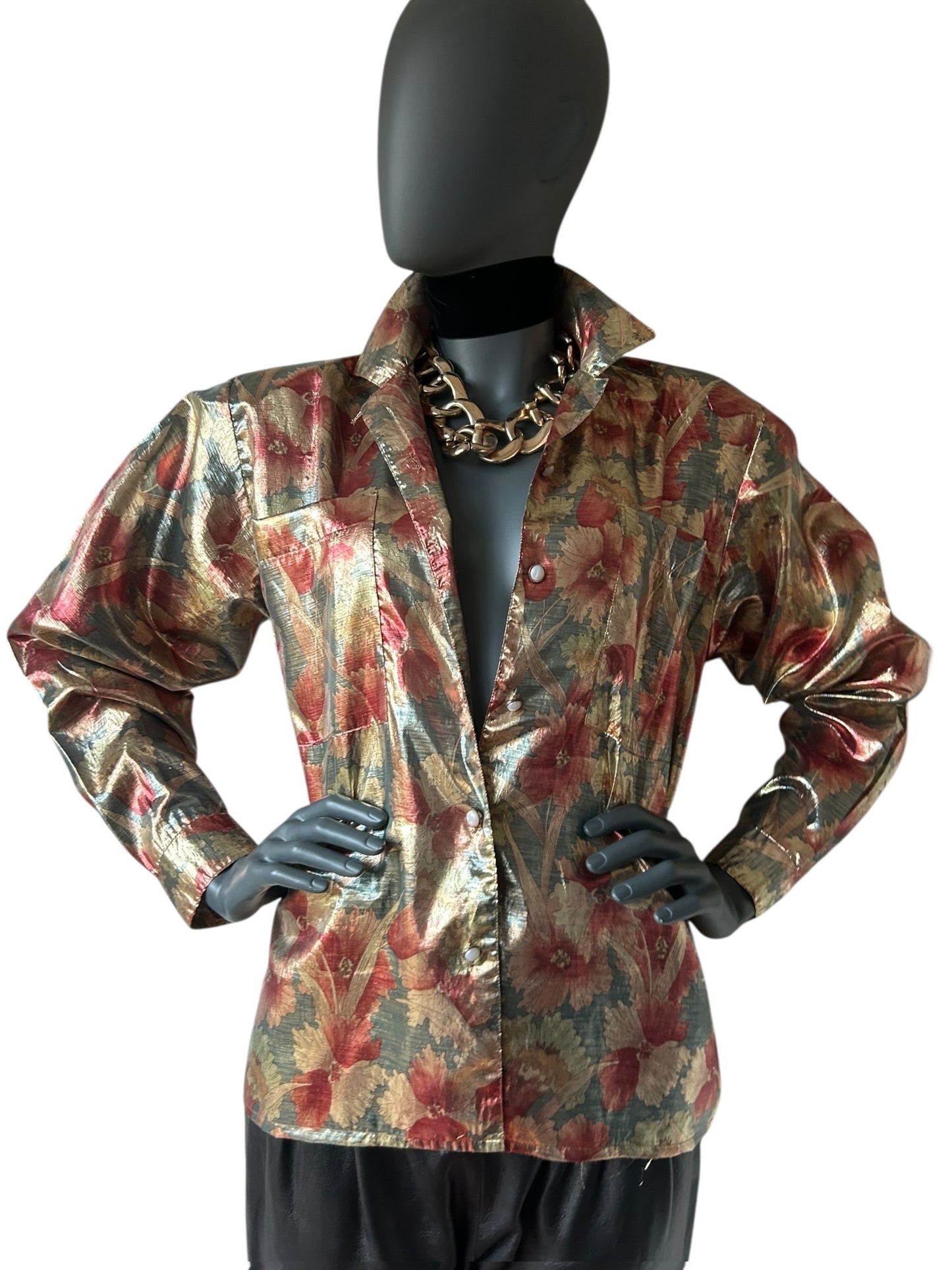 Vintage 1970s Gold Lamé Blouse