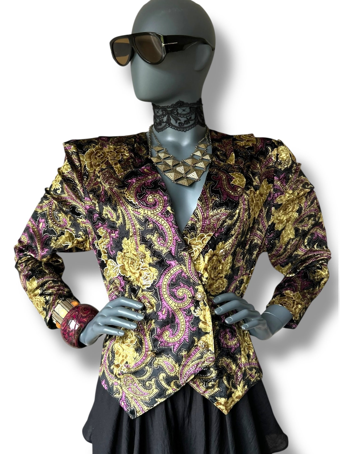 Vintage 1980s Baroque Velvet Cocktail Jacket