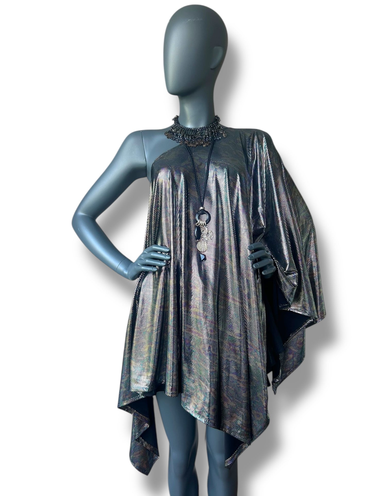 Vintage liquid lame cape dress