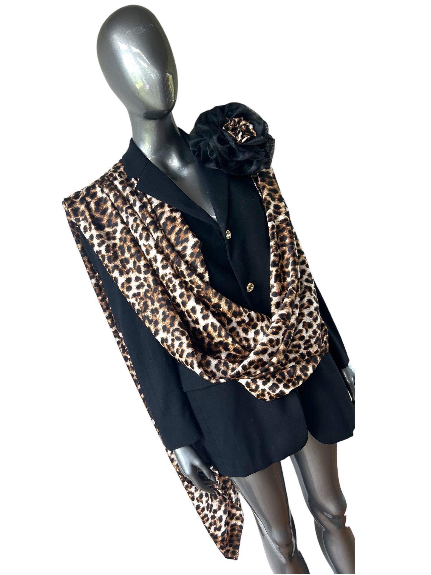 Overdress Redefined Drape Blazer with floral corsage