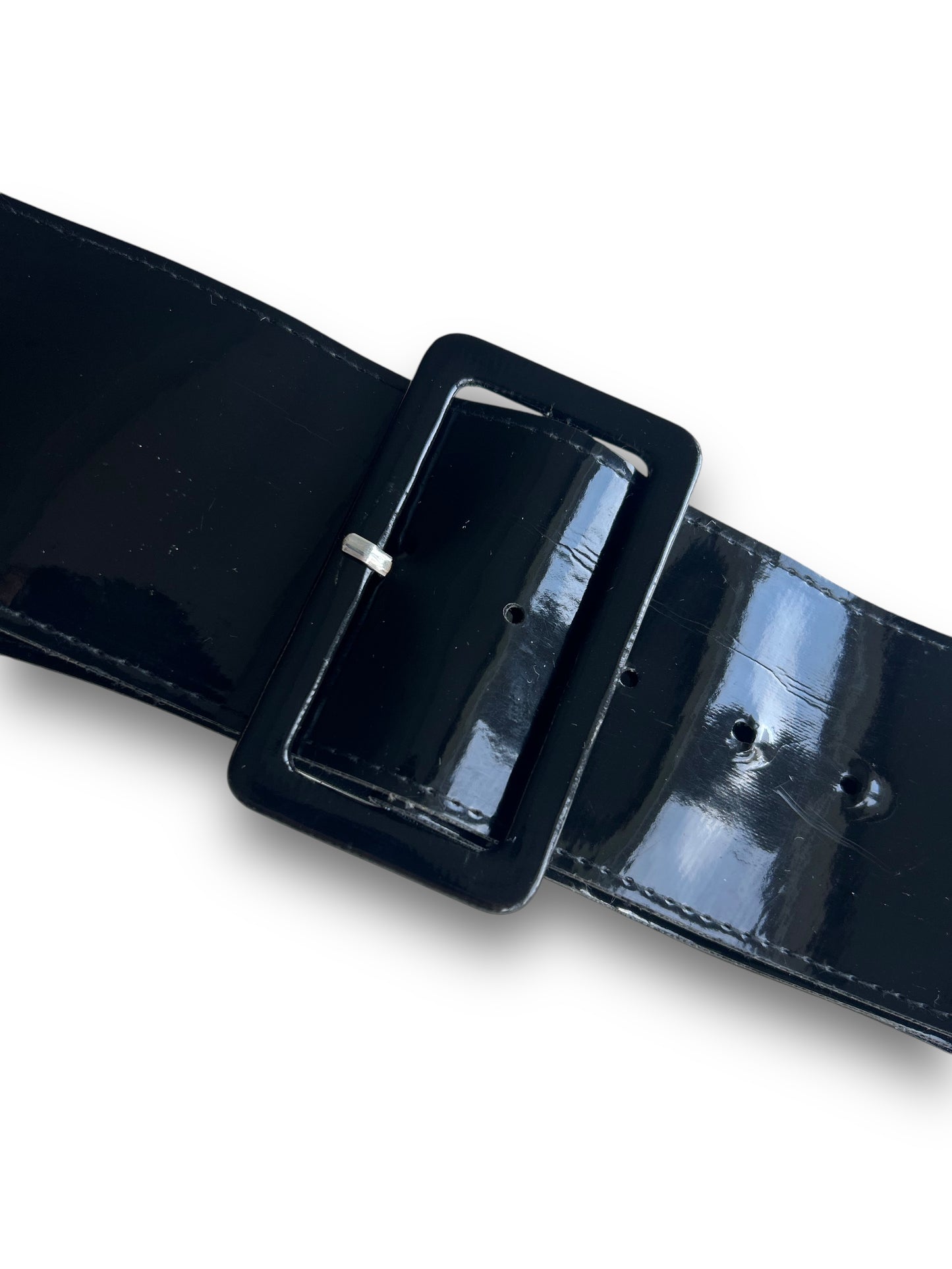 Vintage 1980s New Wave Black Patent Belt