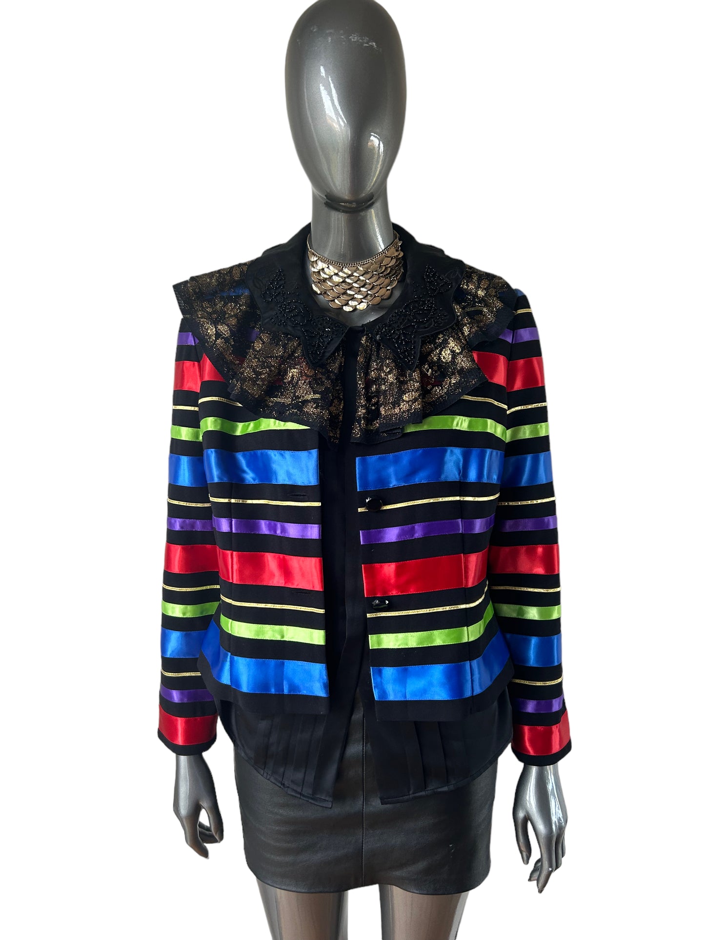 Vintage 80s Ribbon Stripe Box Jacket