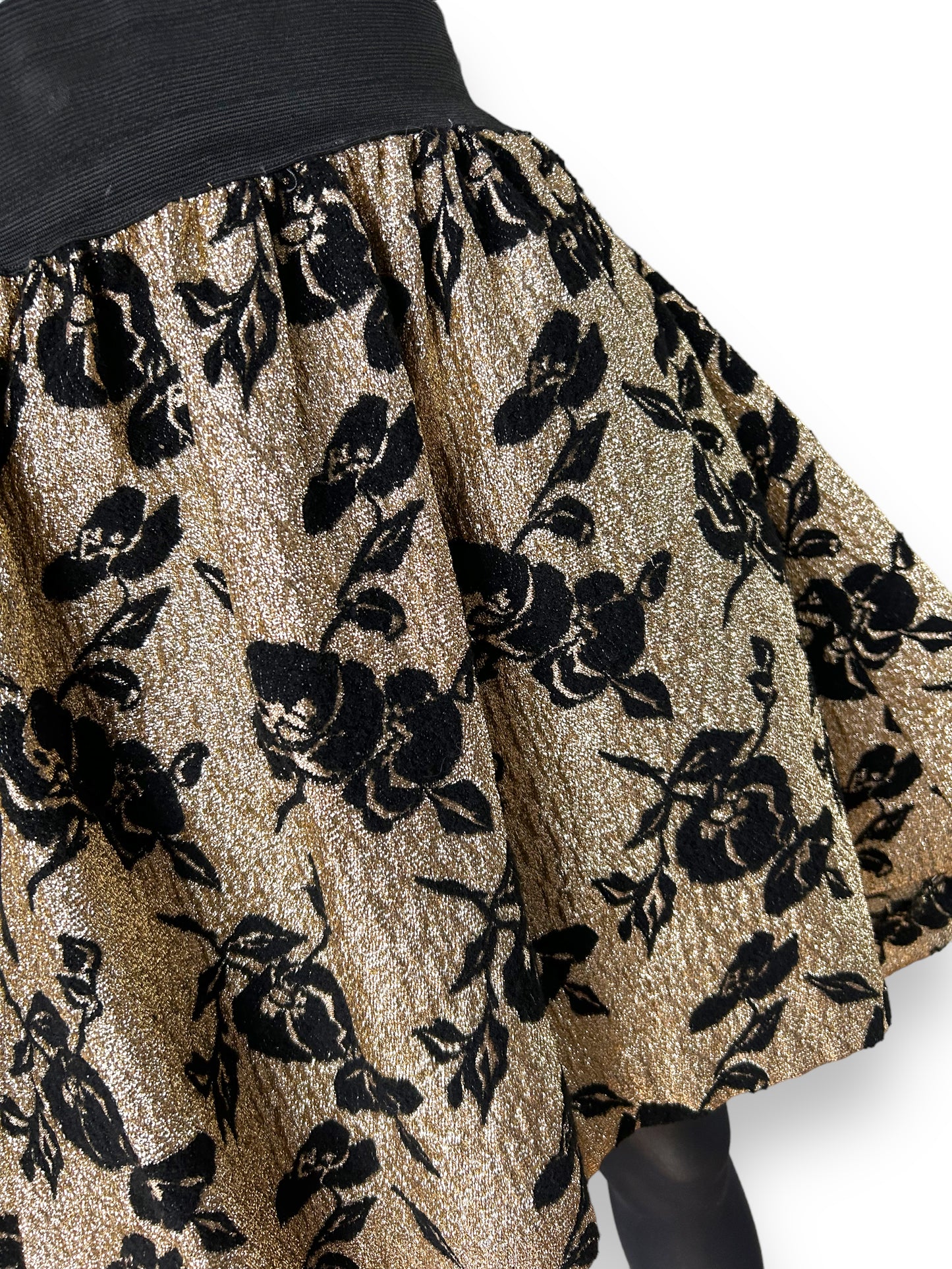 Vintage 1980s French Gold Lurex Flocked Velvet Skirt