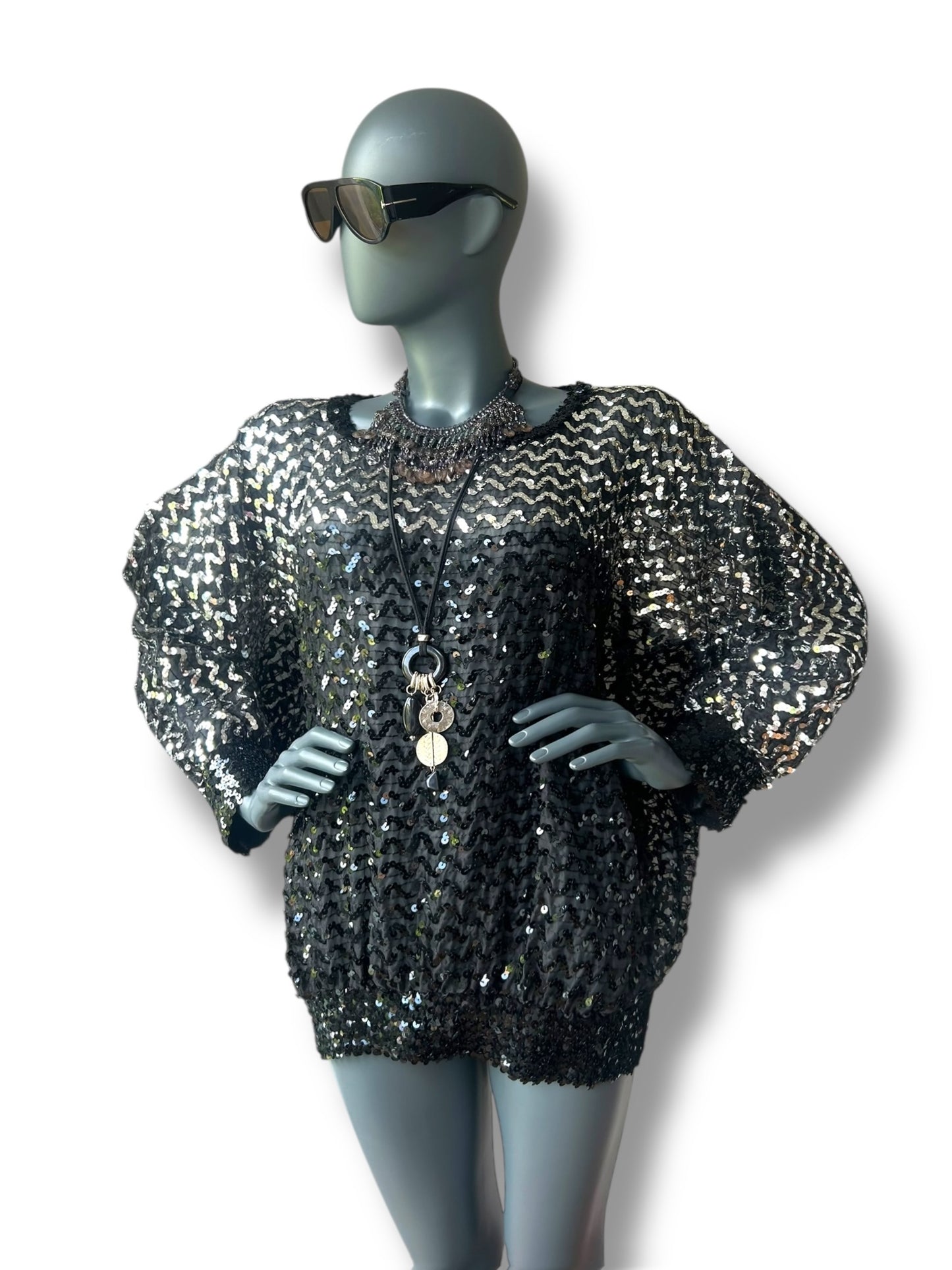 Vintage 1970s Batwing dramatic disco statement top
