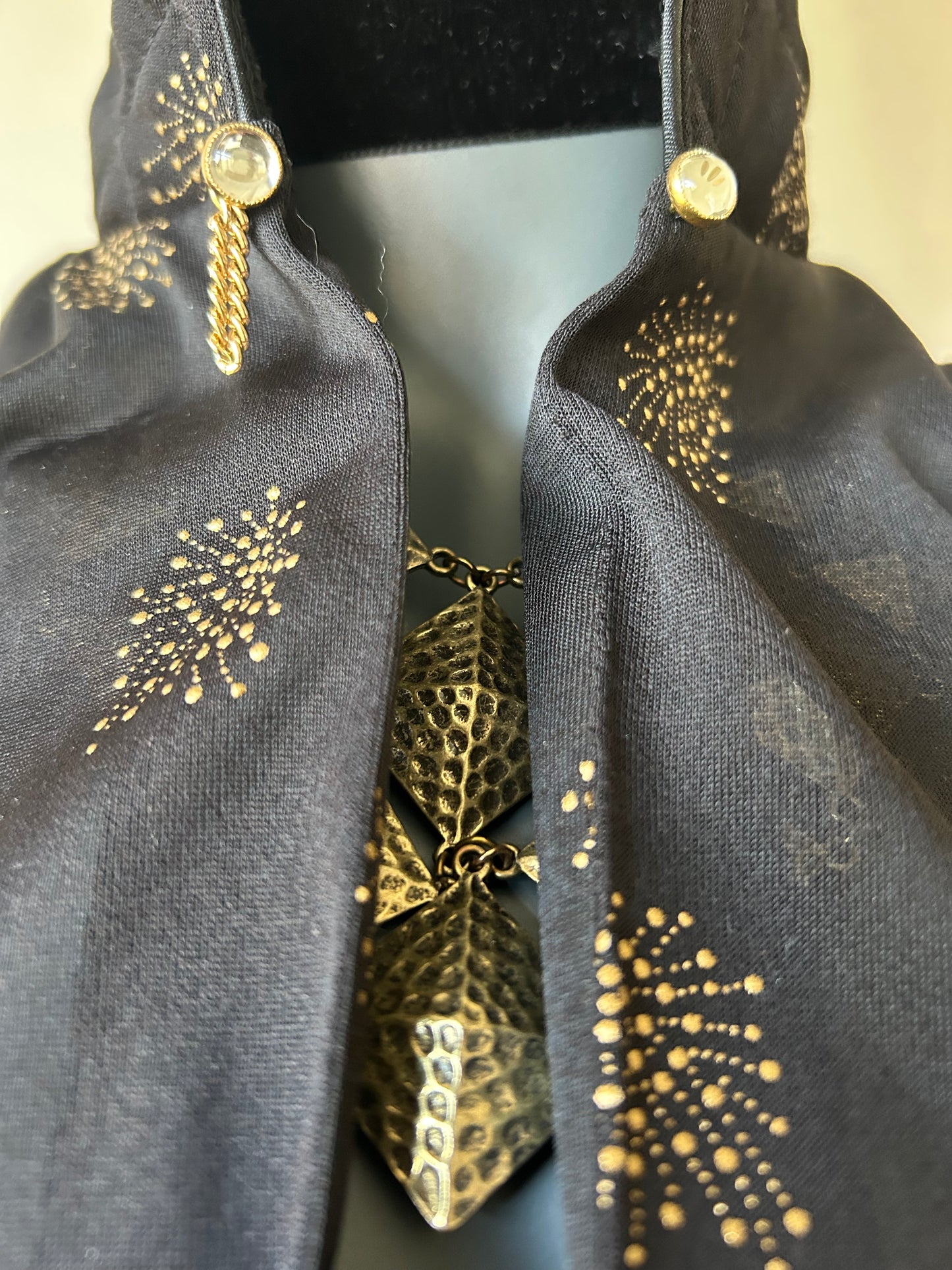 Vintage 1970s Bronze and Black Boho Maxi Dress
