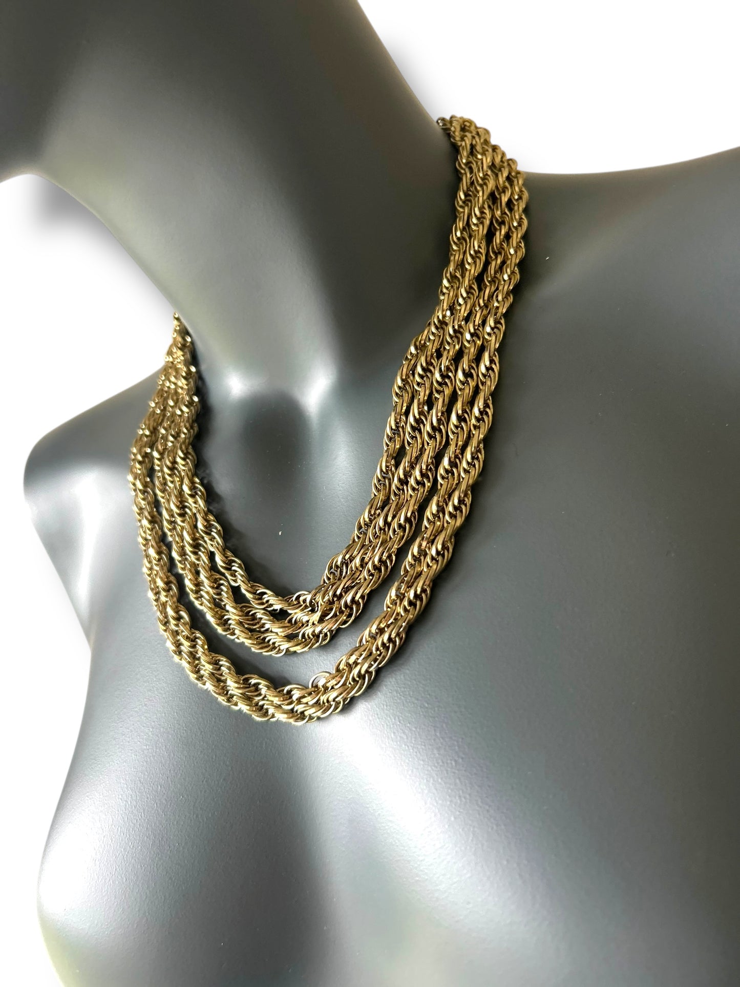 Vintage 80s Multi Rope Chain Necklace
