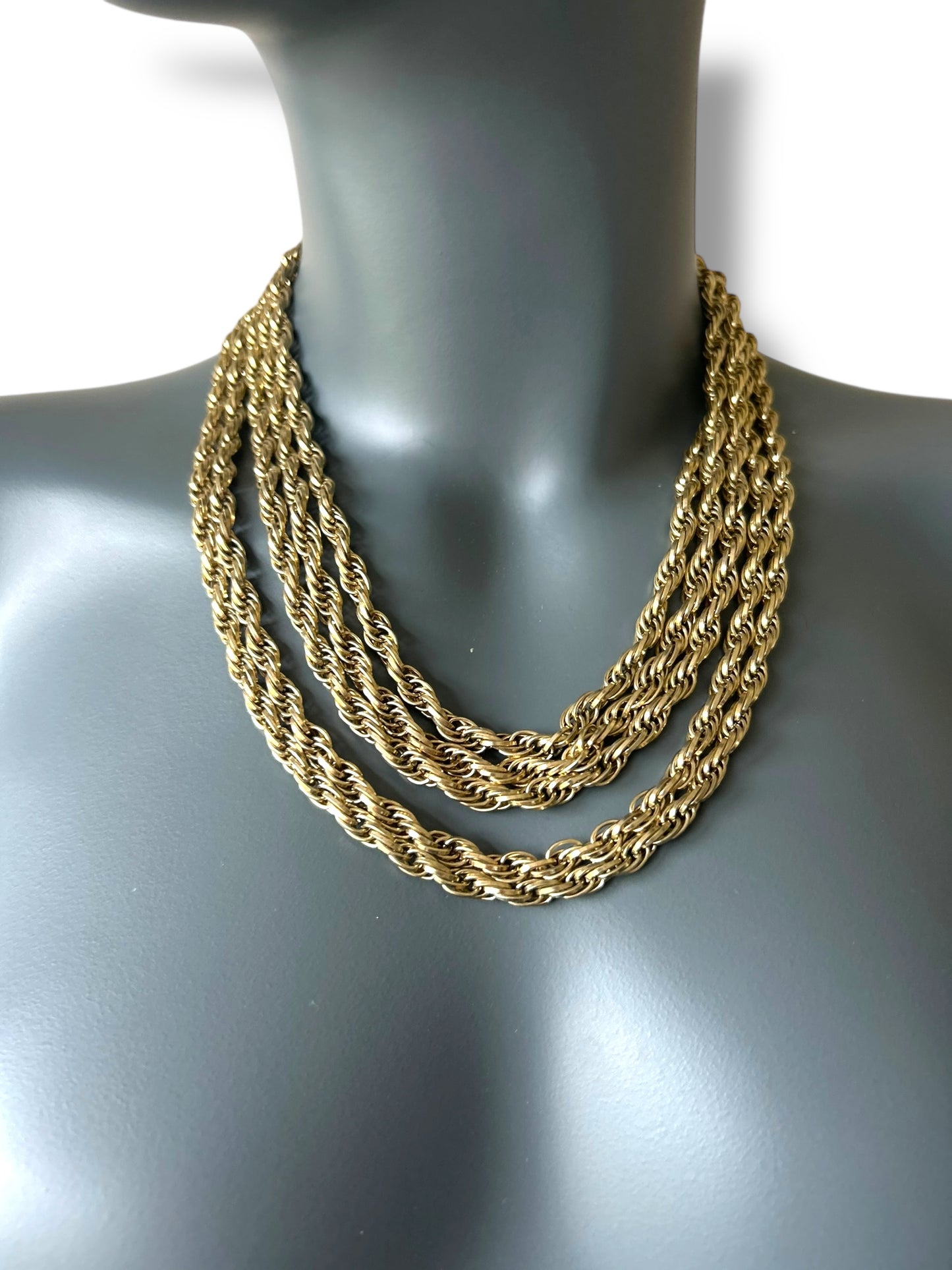 Vintage 80s Multi Rope Chain Necklace