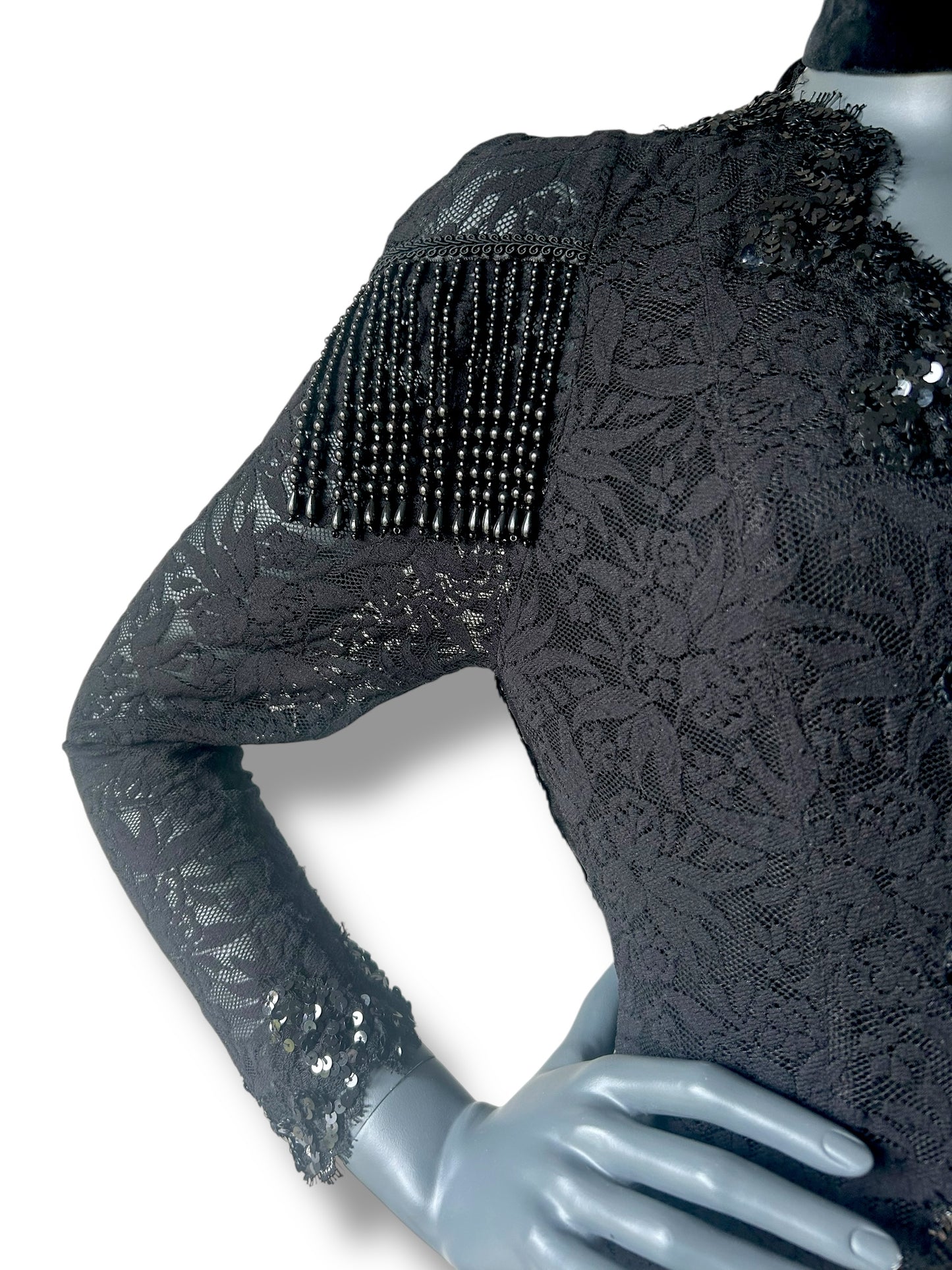 Vintage 80s Lace Beaded Cocktail Bodice