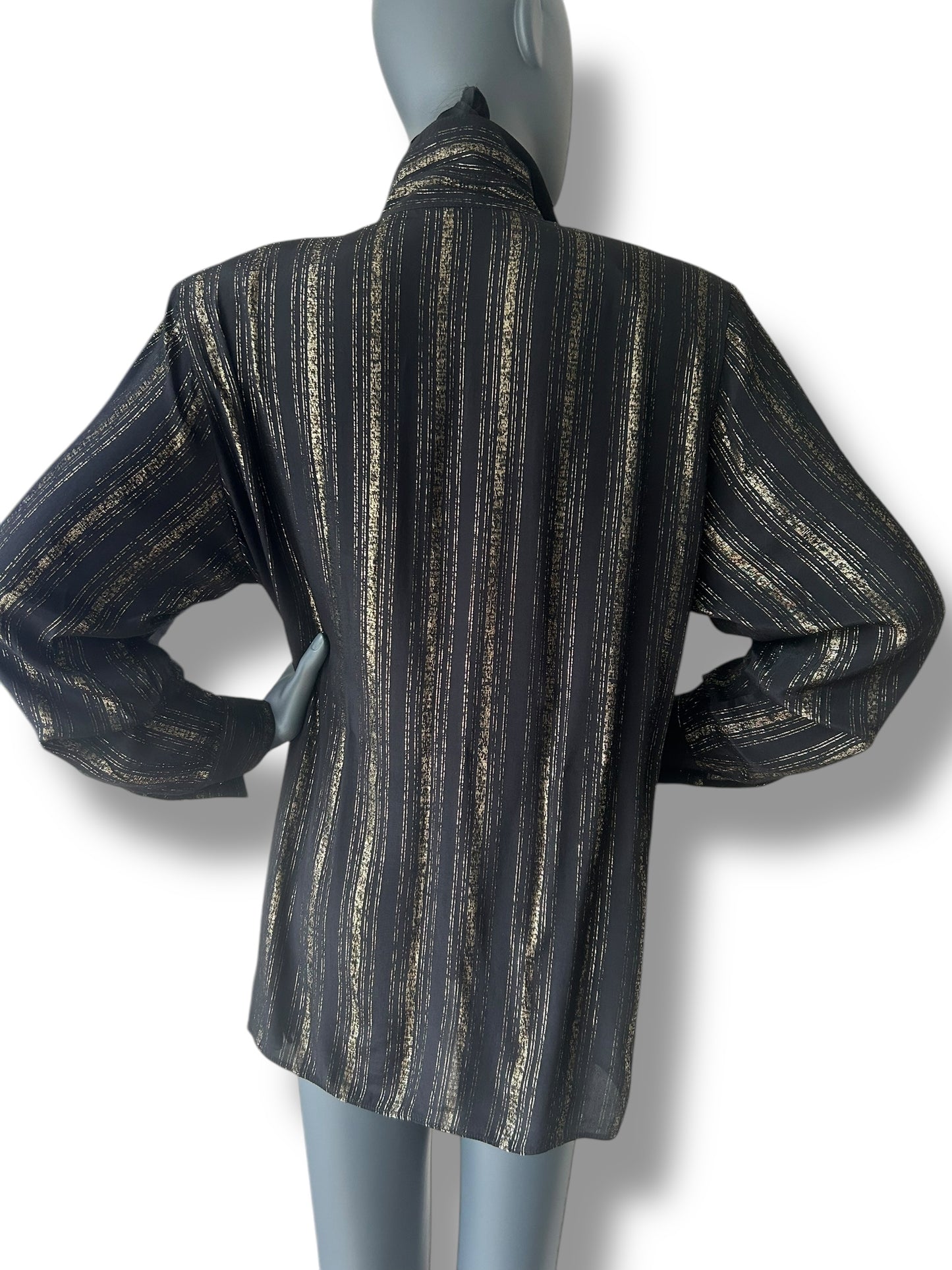 Vintage 1970s Black and Gold Stripe BOHO Shirt and Belt combo