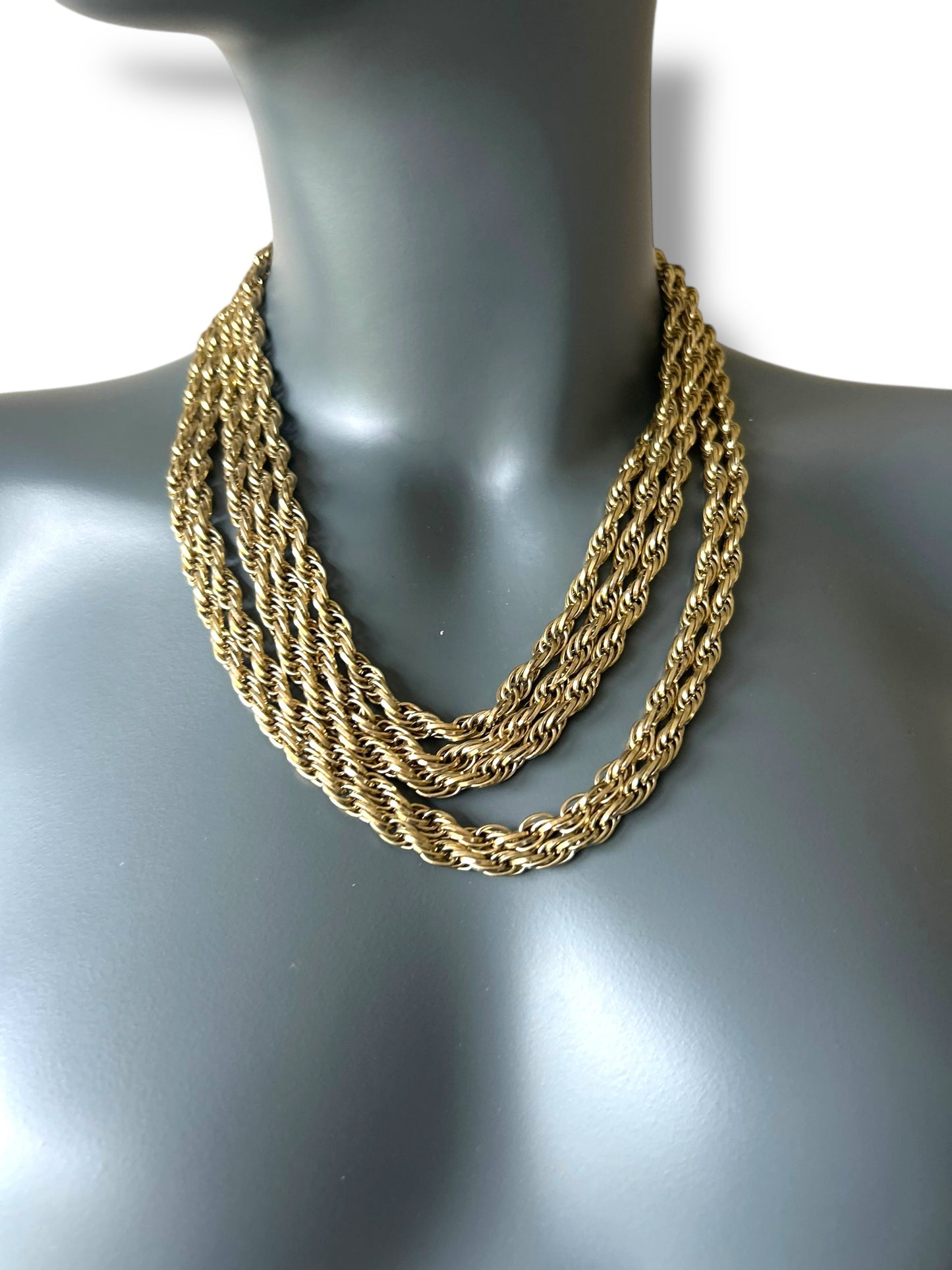 Vintage 80s Multi Rope Chain Necklace