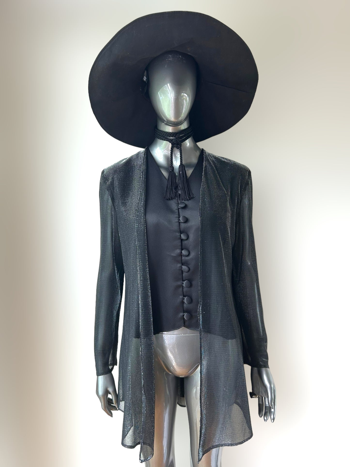 Vintage Silver Metallic 80s Metallic Jacket Shirt Blouse