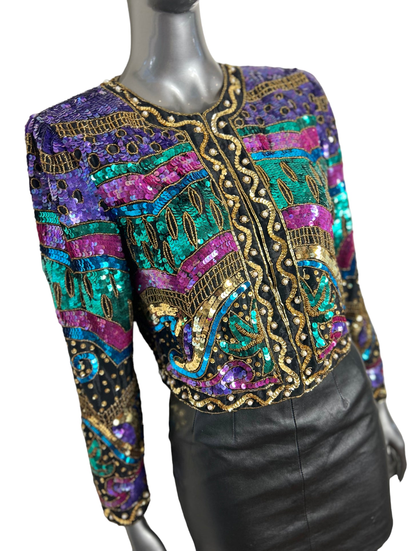 Vintage 1980s Sequin Matador Bolero Cocktail Jacket