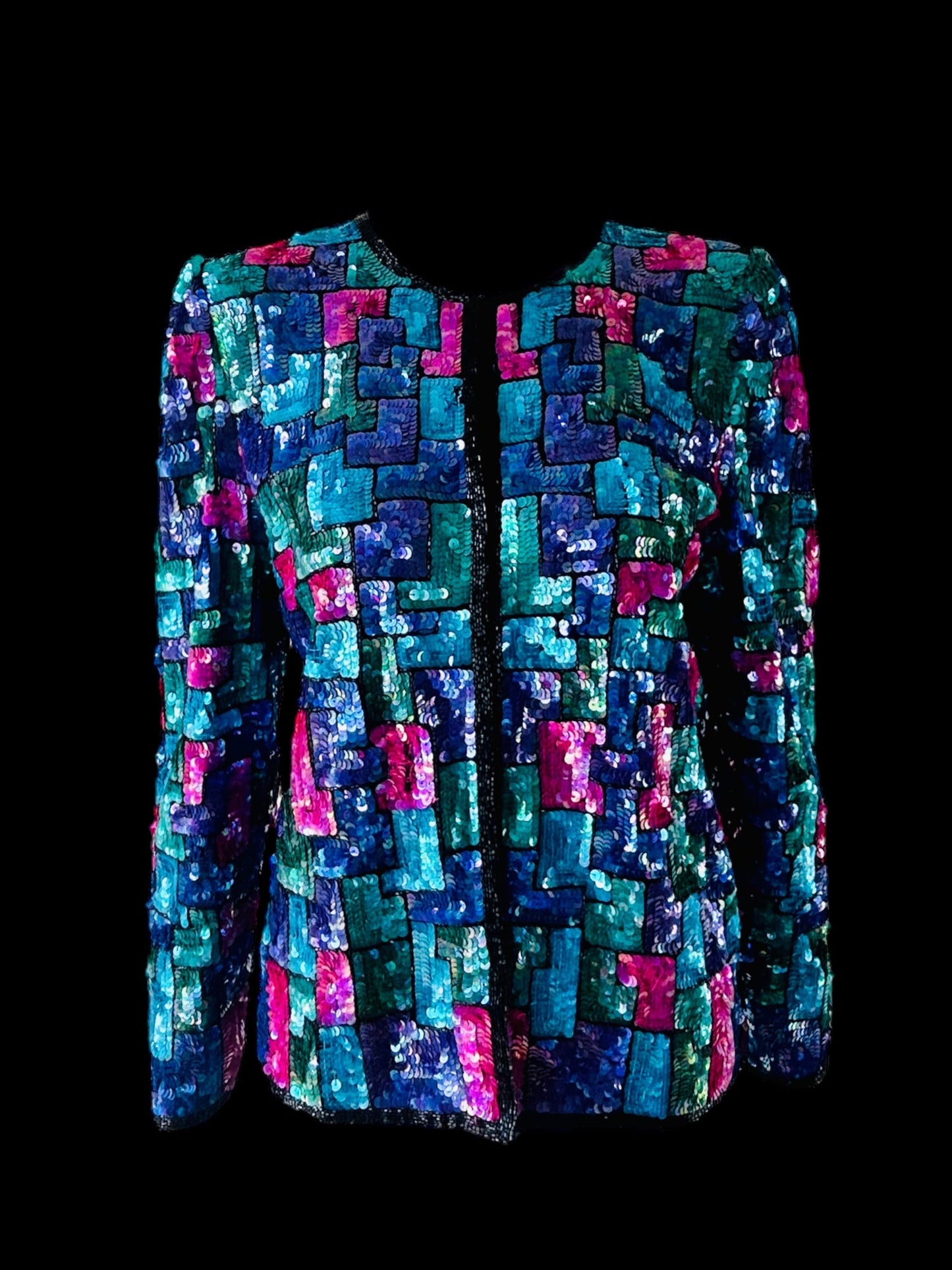 Vintage Silk Aztec Sequin Cocktail Jacket