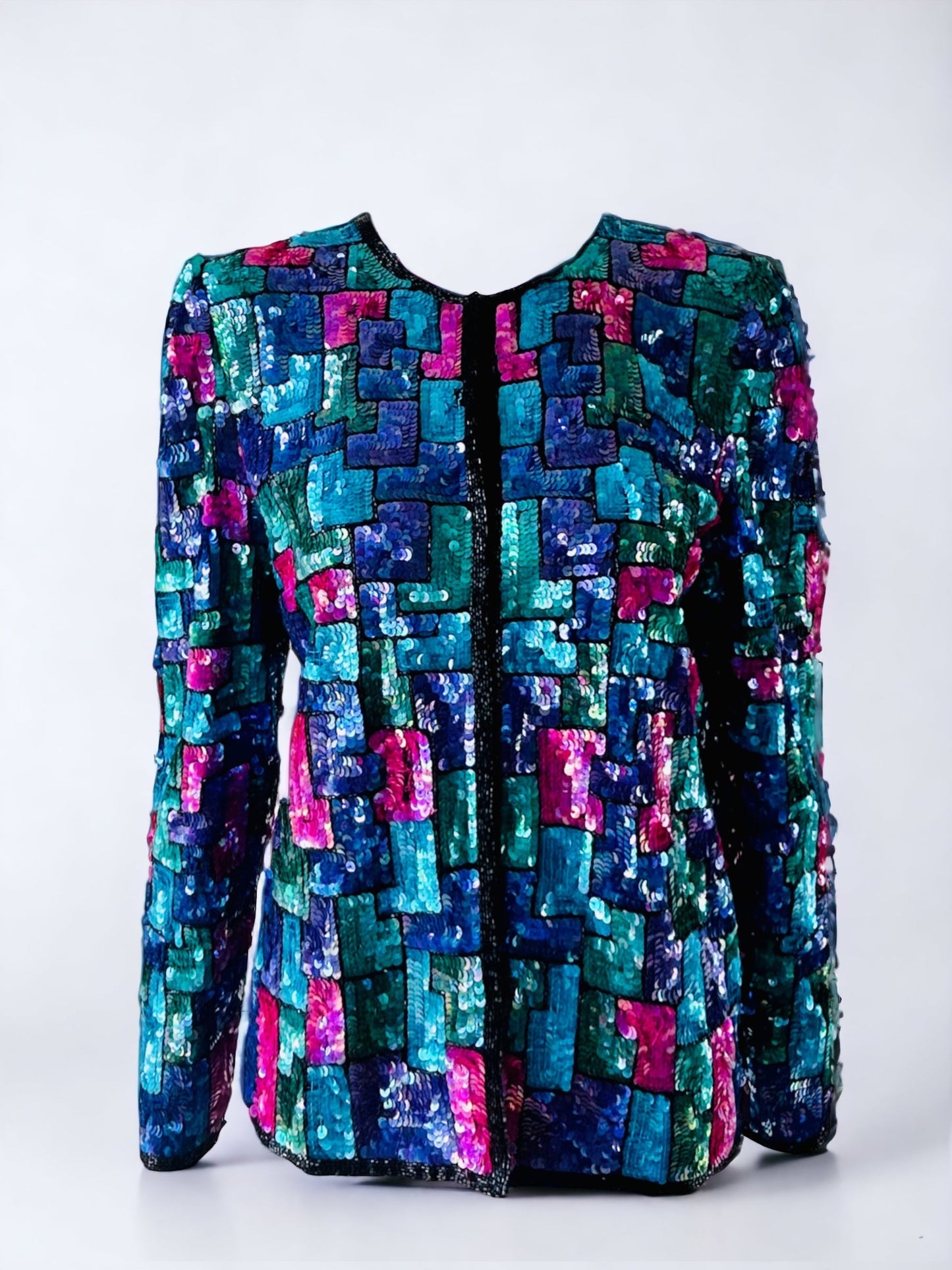 Vintage Silk Aztec Sequin Cocktail Jacket