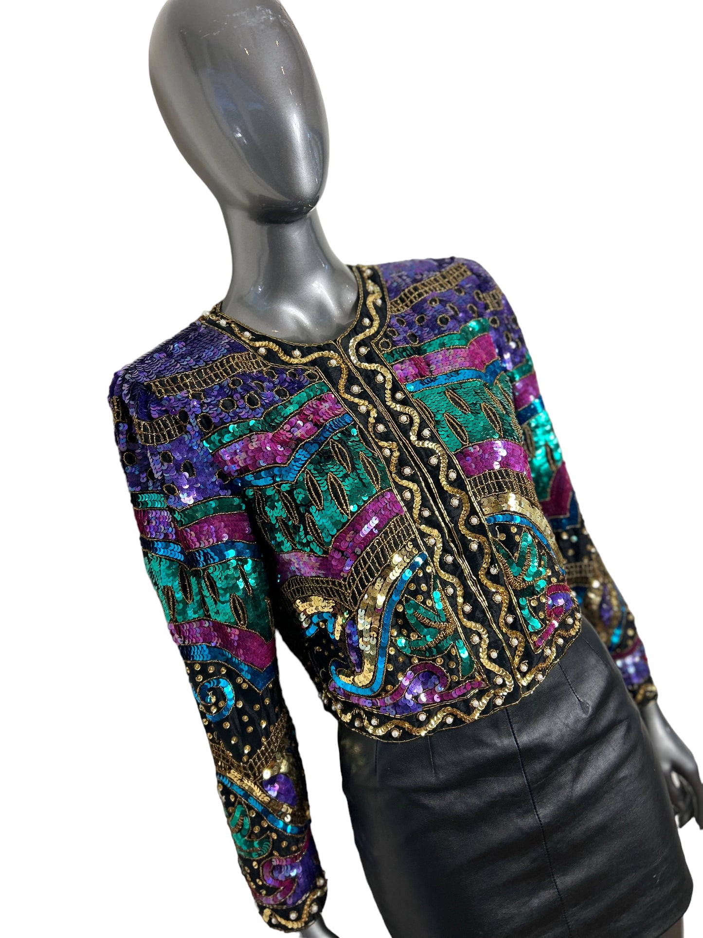 Vintage 1980s Sequin Matador Bolero Cocktail Jacket