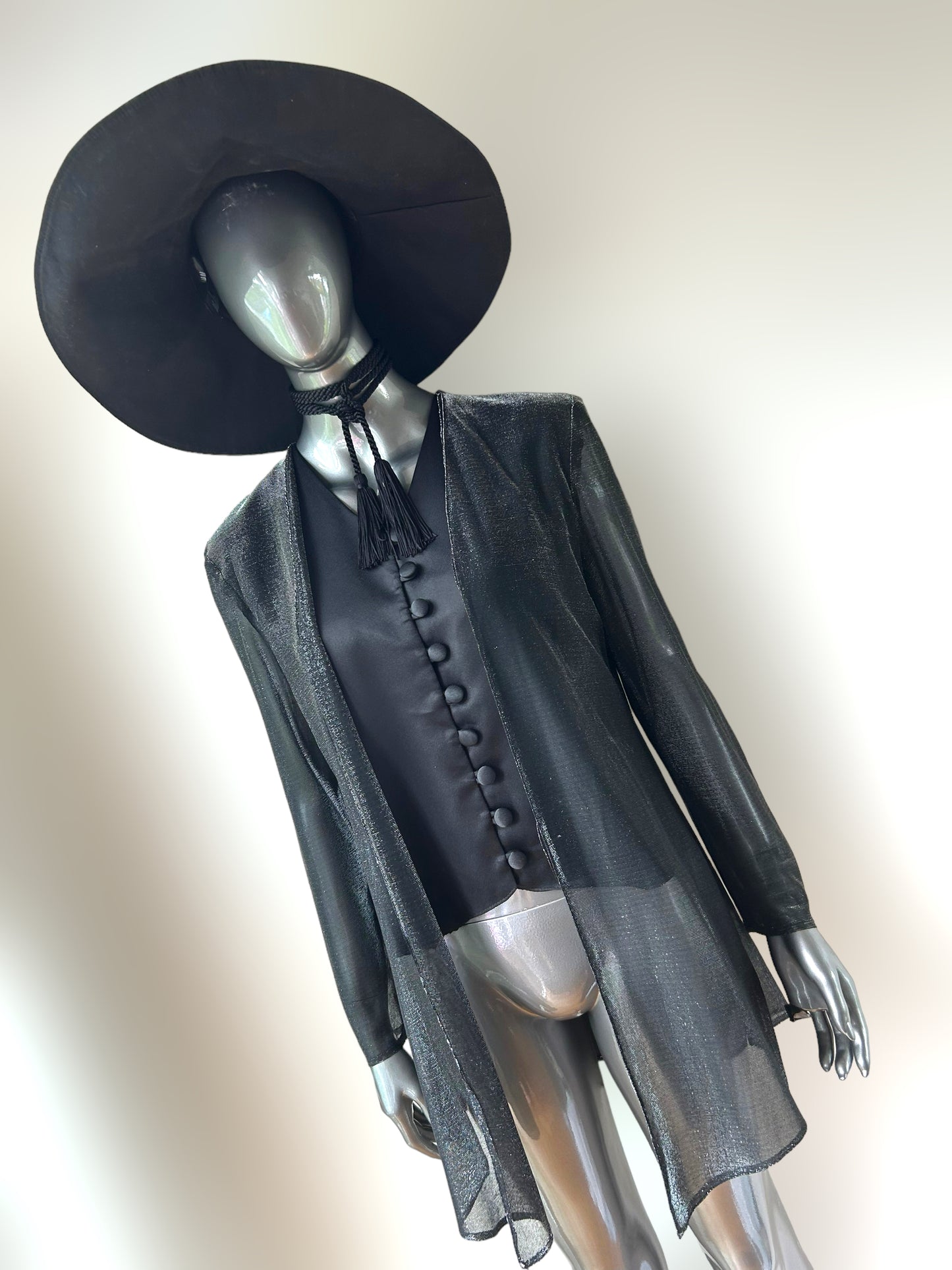 Vintage Silver Metallic 80s Metallic Jacket Shirt Blouse