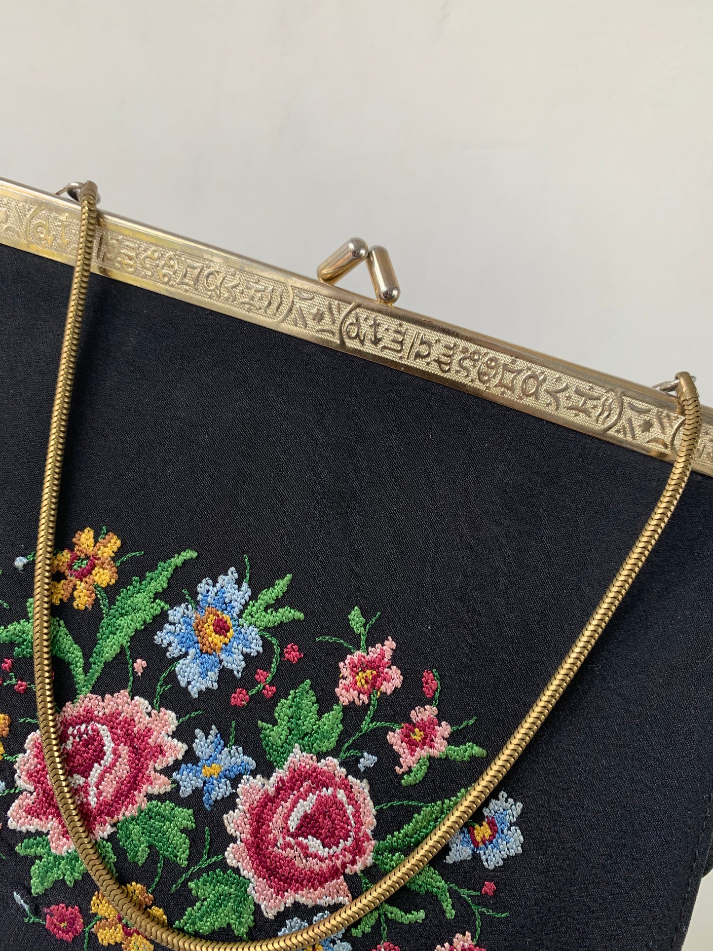 Vintage 1950s Black and Gold Embroidered Bag SALE