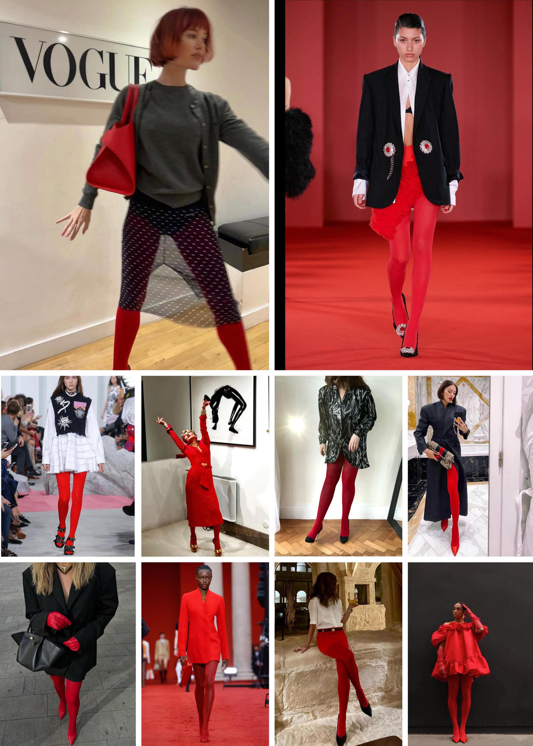 Red tights -  the accessory you need for AW23