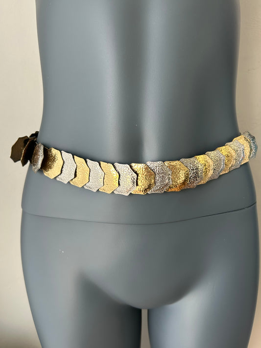 Vintage Gold and Silver  70s stretch Belt loop on