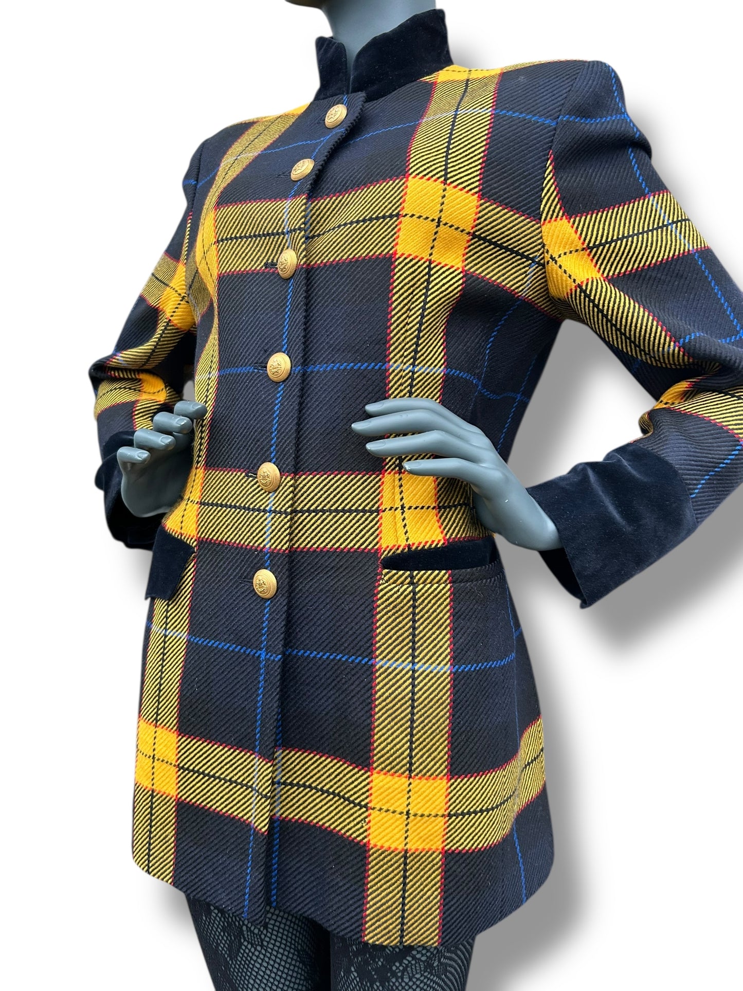 Vintage 1980s Mondi Plaid Coat Jacket