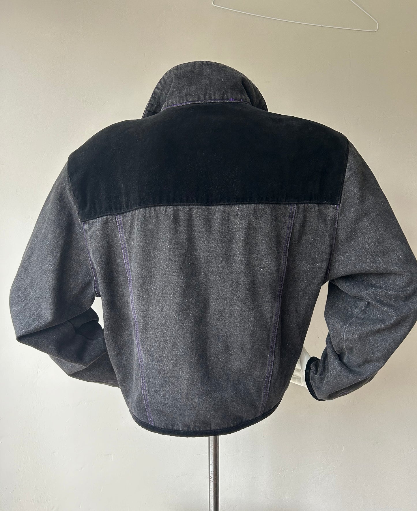 Vintage 1980s Grey Batwing Denim Jacket