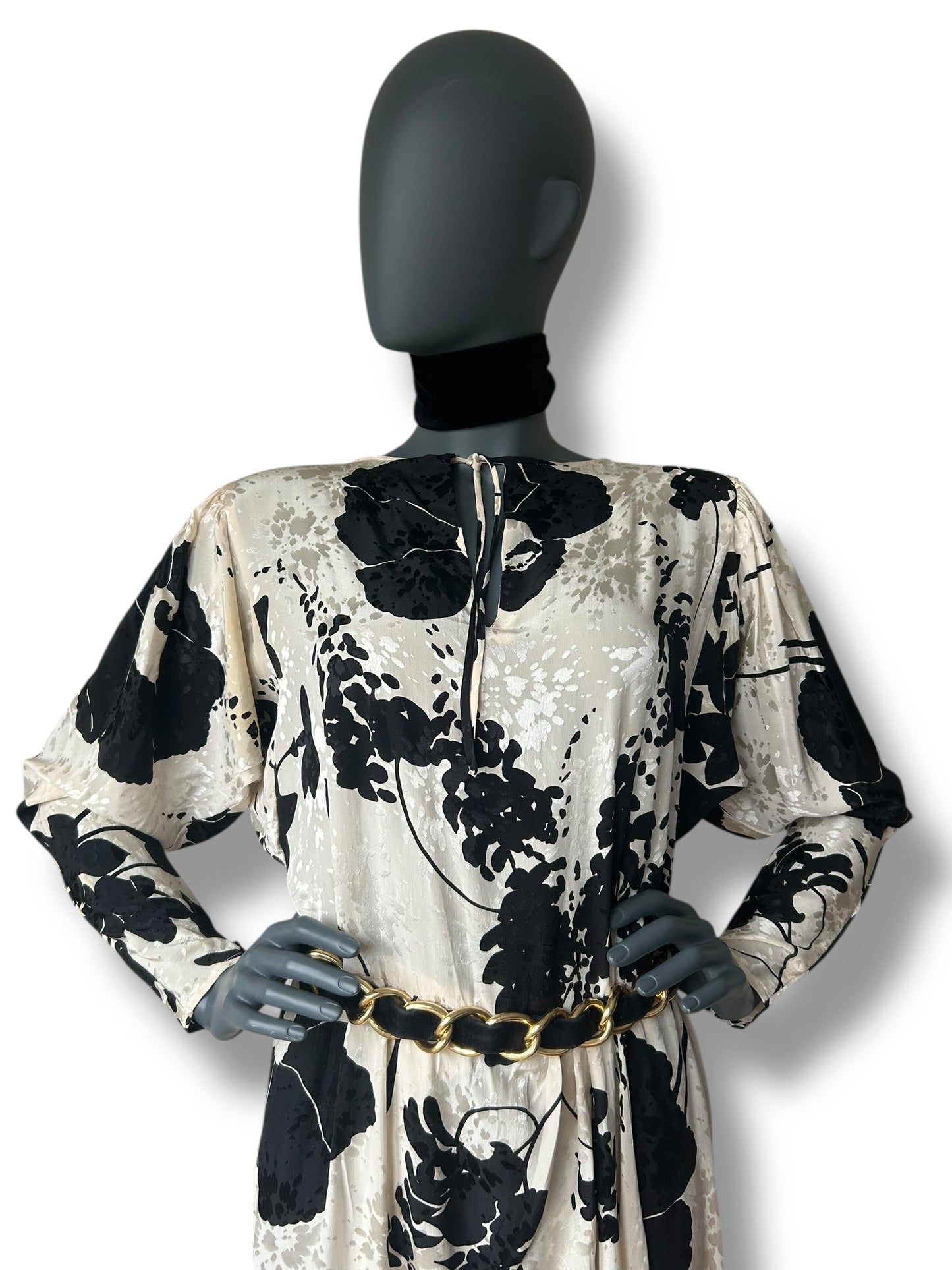 Vintage 1970s Dolmain Silk French Dress