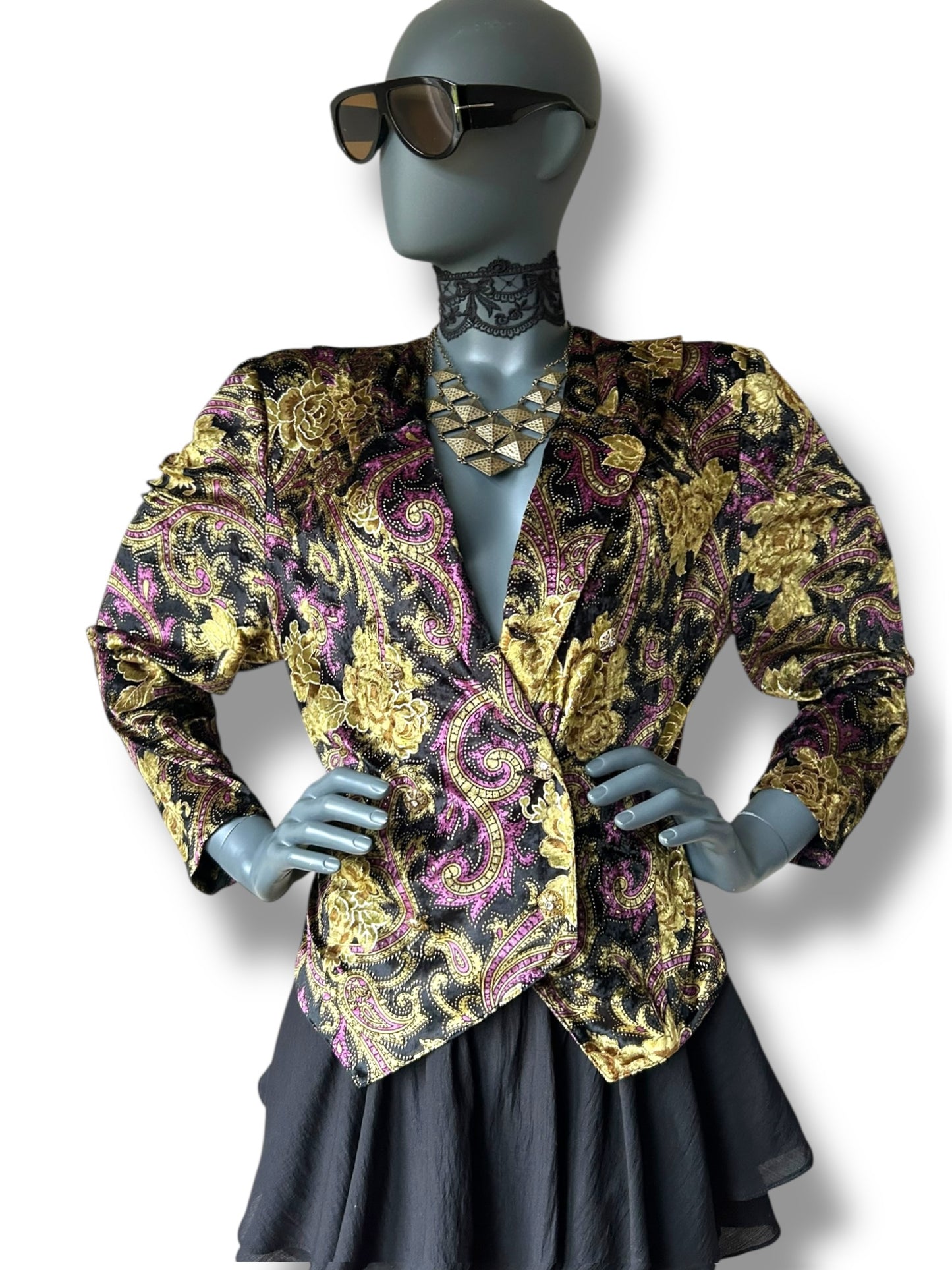 Vintage 1980s Baroque Velvet Cocktail Jacket