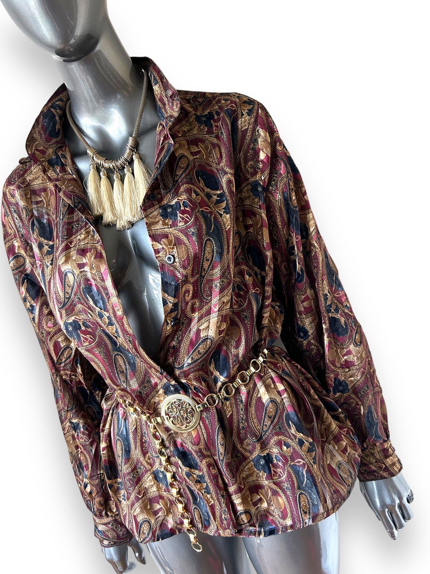 Vintage 1980s Paisley Boho Blouse