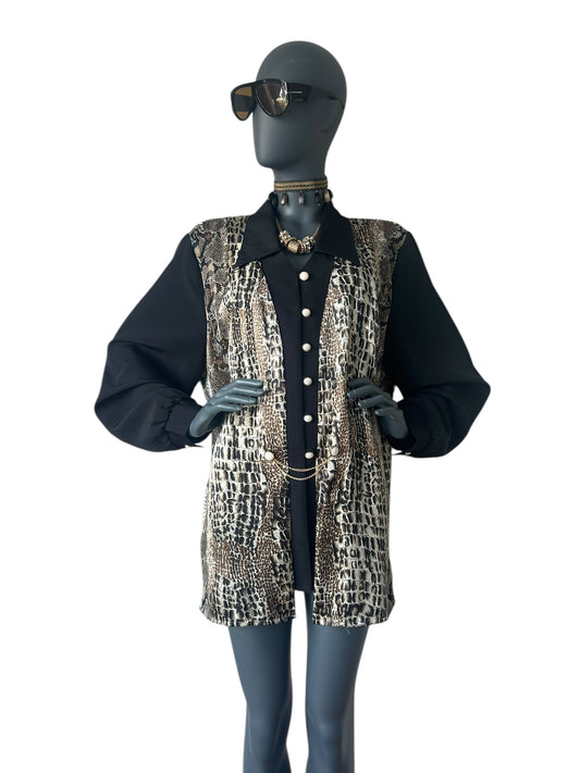 Vintage 1980s Waistcoat Shirt Dress