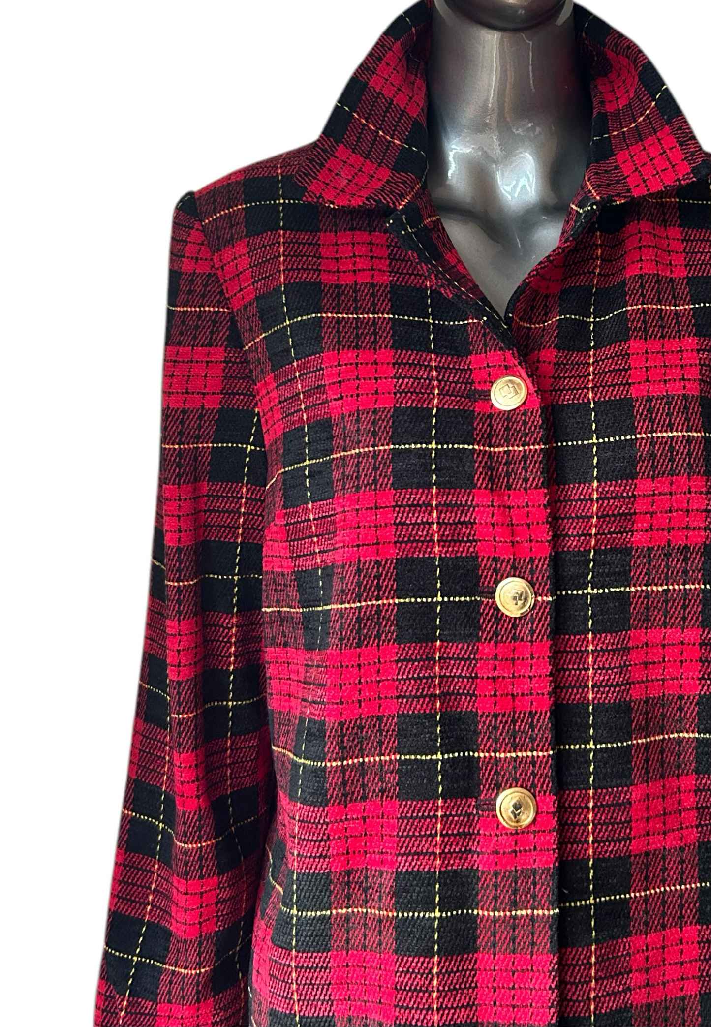 Vintage 80s Red and Black Box Tartan Jacket