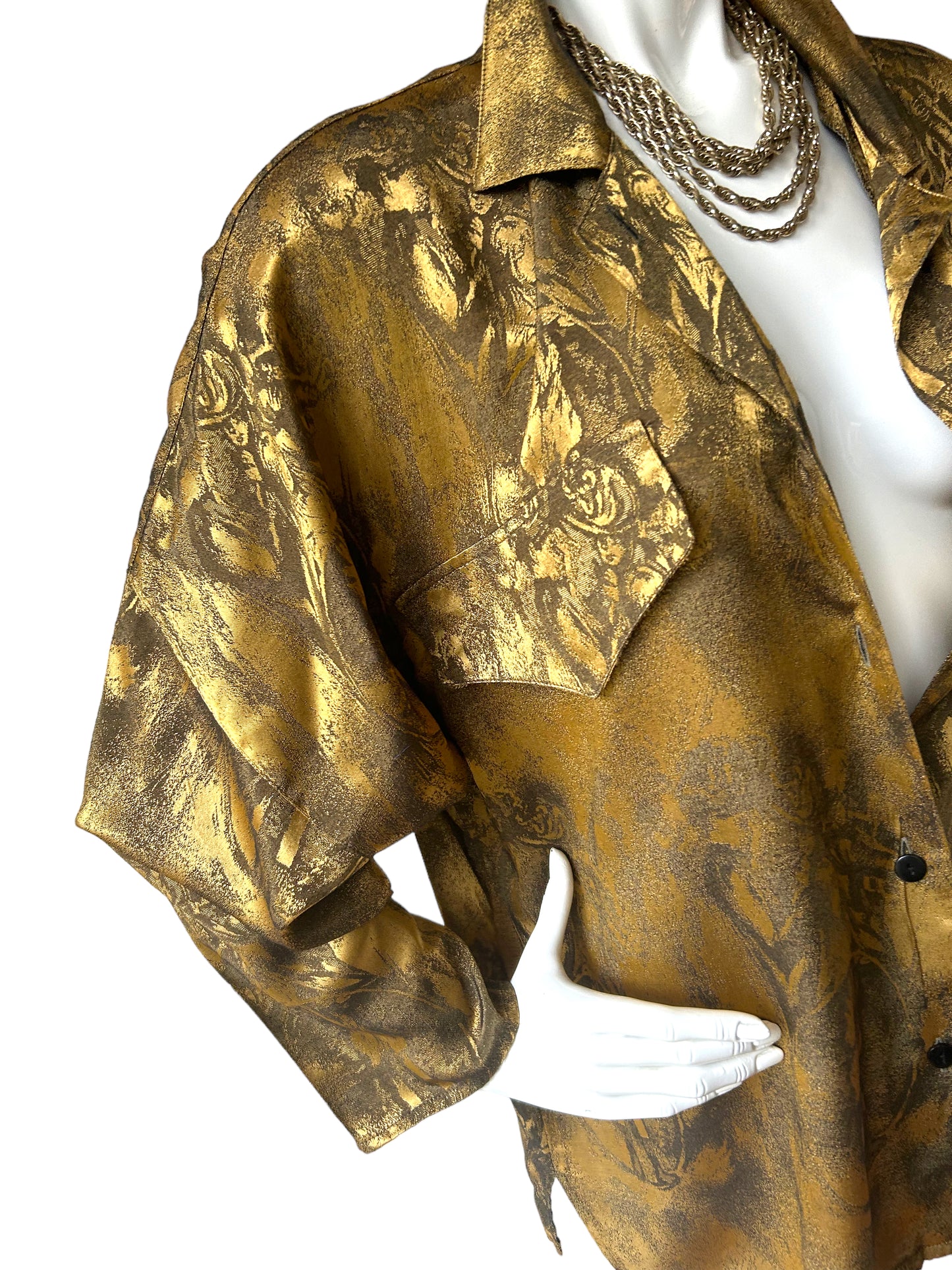 Vintage Avant Garde Gold Batwing Shirt Blouse