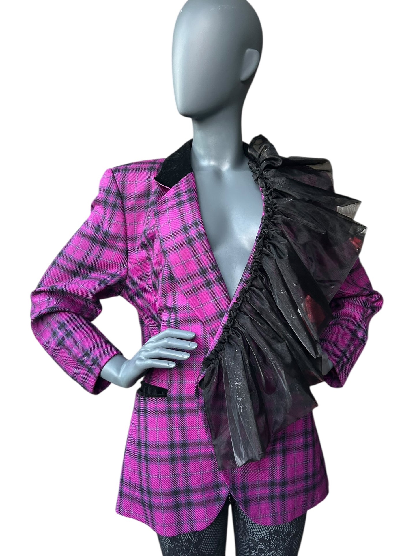 Vintage Overdress Redefined Deep Refuffle Blazer with Velvet accent