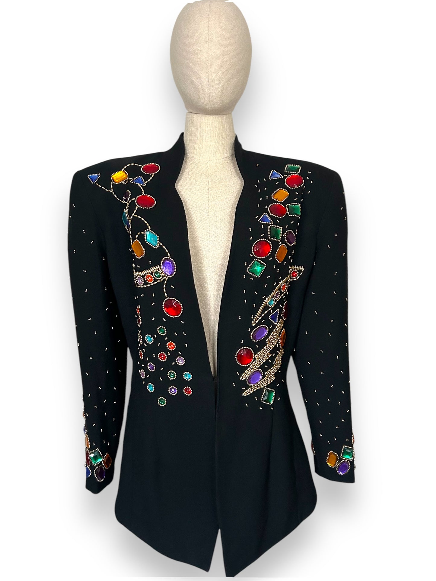 vintage 1980s jewel encrusted trophy blazer in the style of Patrick Kelly