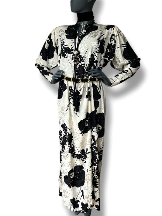 Vintage 1970s Dolmain Silk French Dress