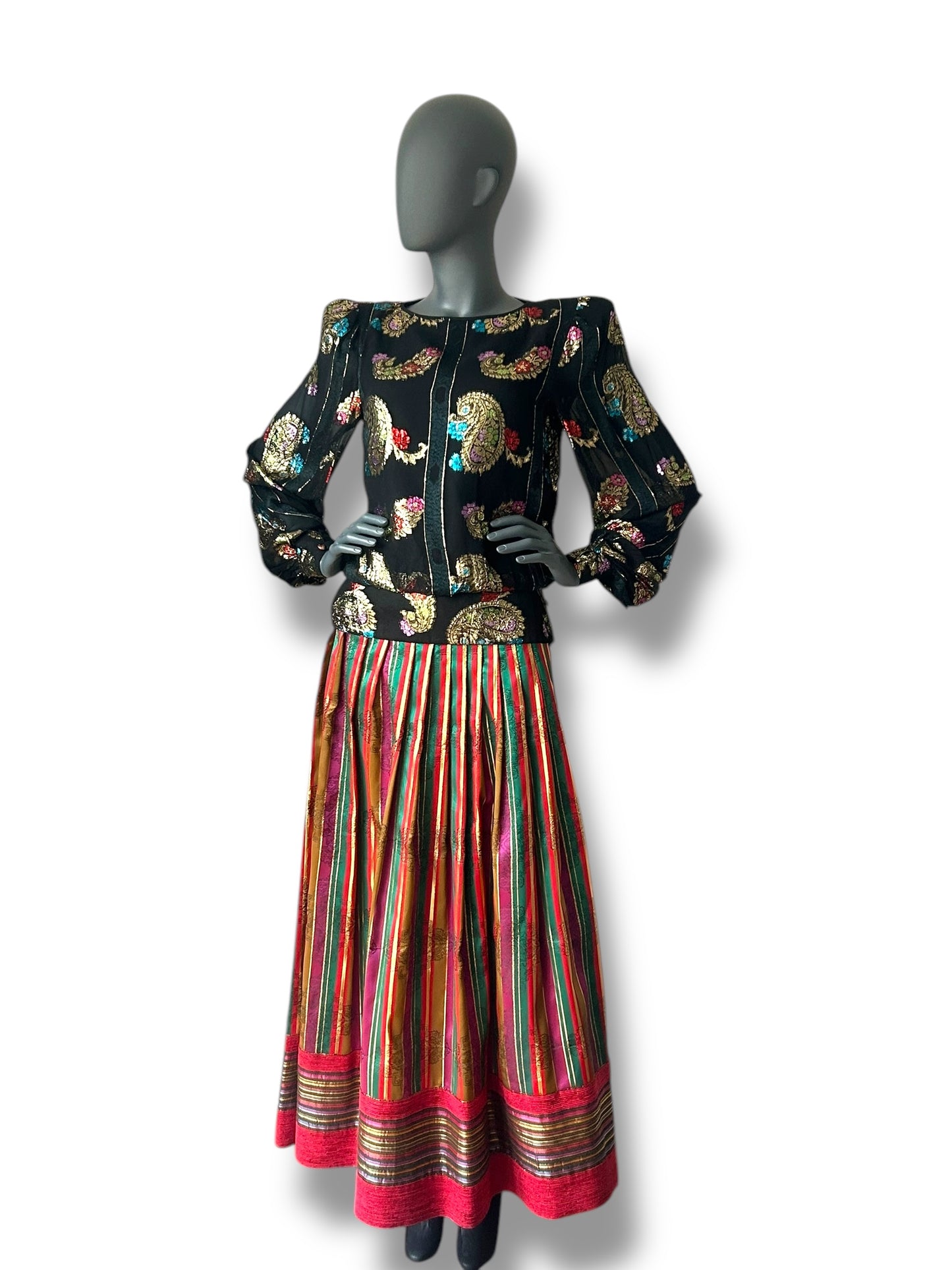 Vintage 1980s Bohemian Gold Silk Lamé Tunic