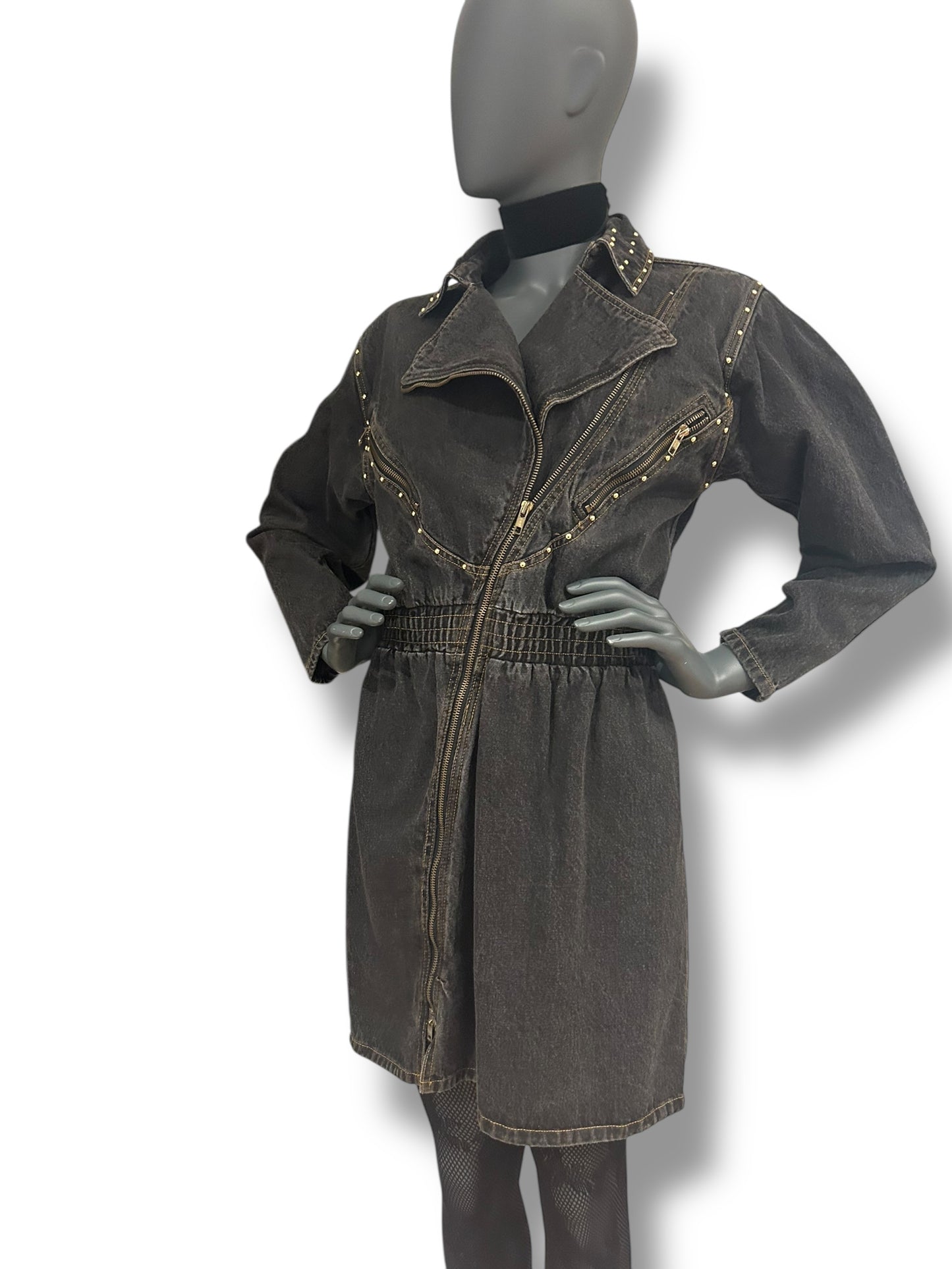 Vintage 1980s Motorcycle denim dress