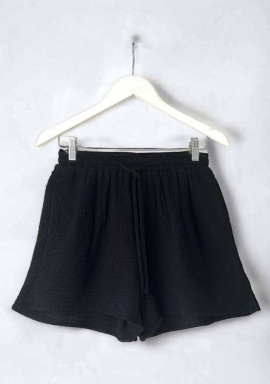 Black Relaxed  Boho Shorts
