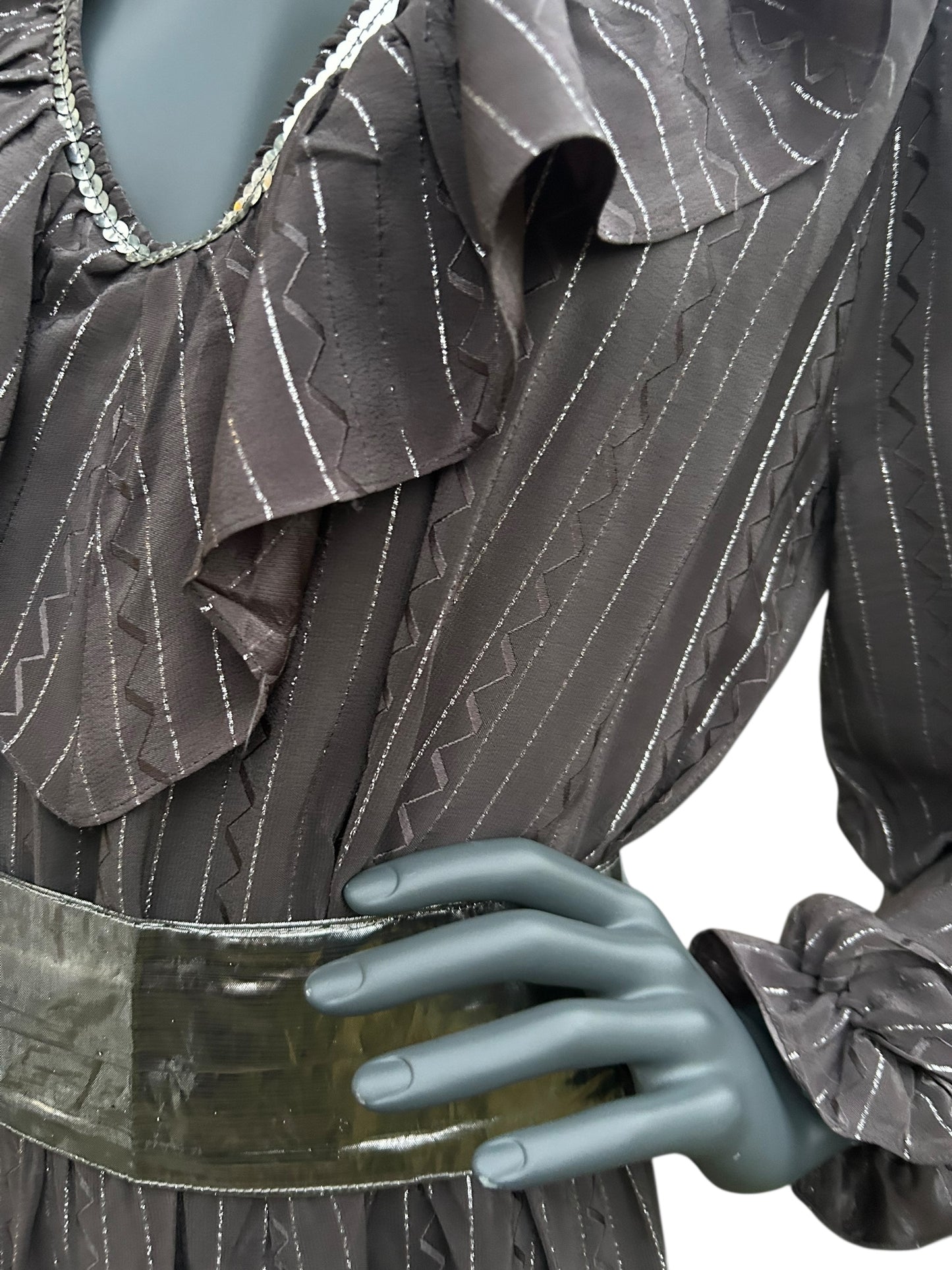 Vintage 1970s Silver Lame Studio 54 Maxi Gown