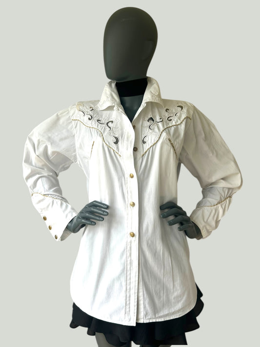 Vintage white cotton western shirt