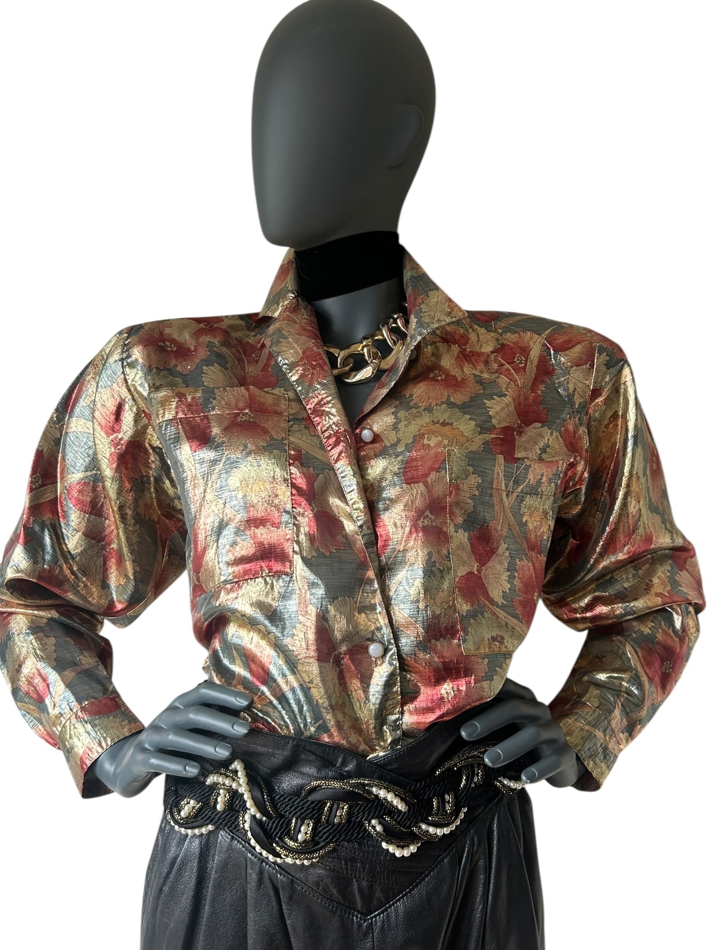 Vintage 1970s Gold Lamé Blouse