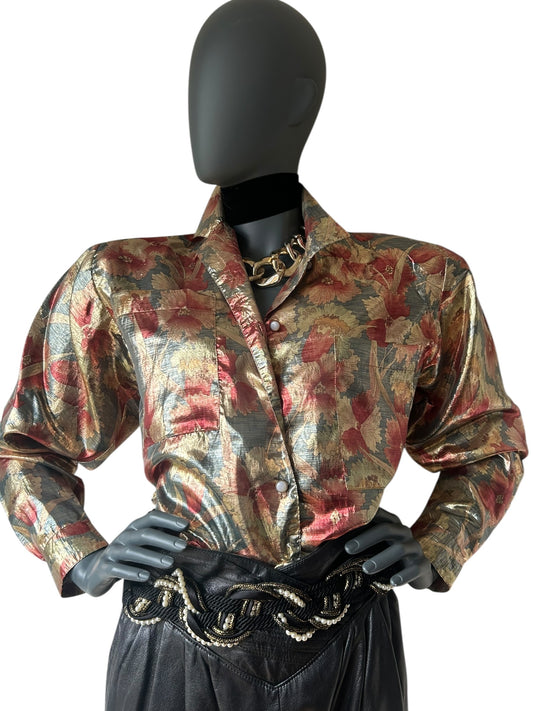 Vintage 1970s Gold Lamé Blouse