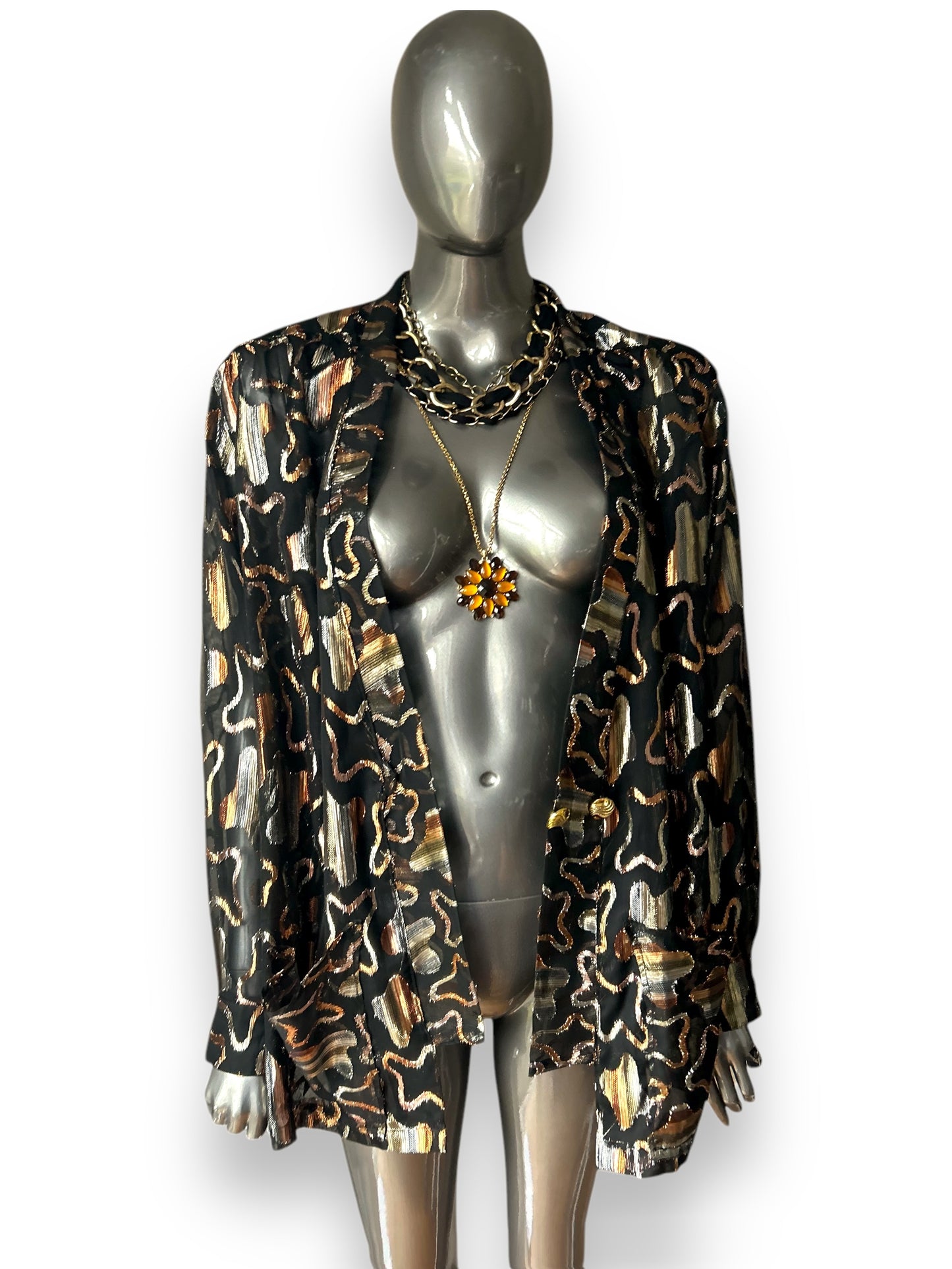 Vintage 1980s Avant Garde Gold Lame Dramatic Trophy Jacket